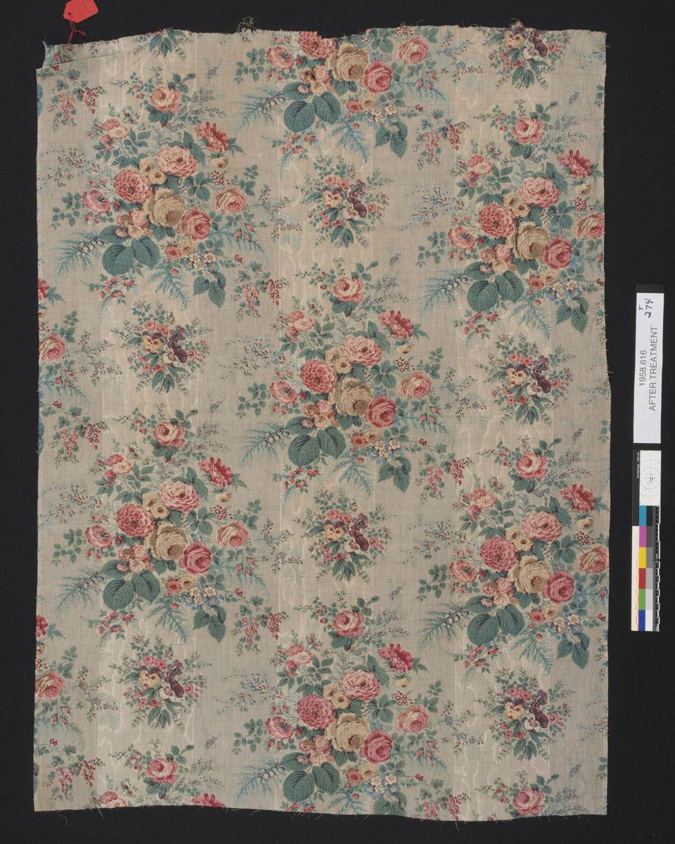 1958.0616 Textile, printed, after conservation treatment