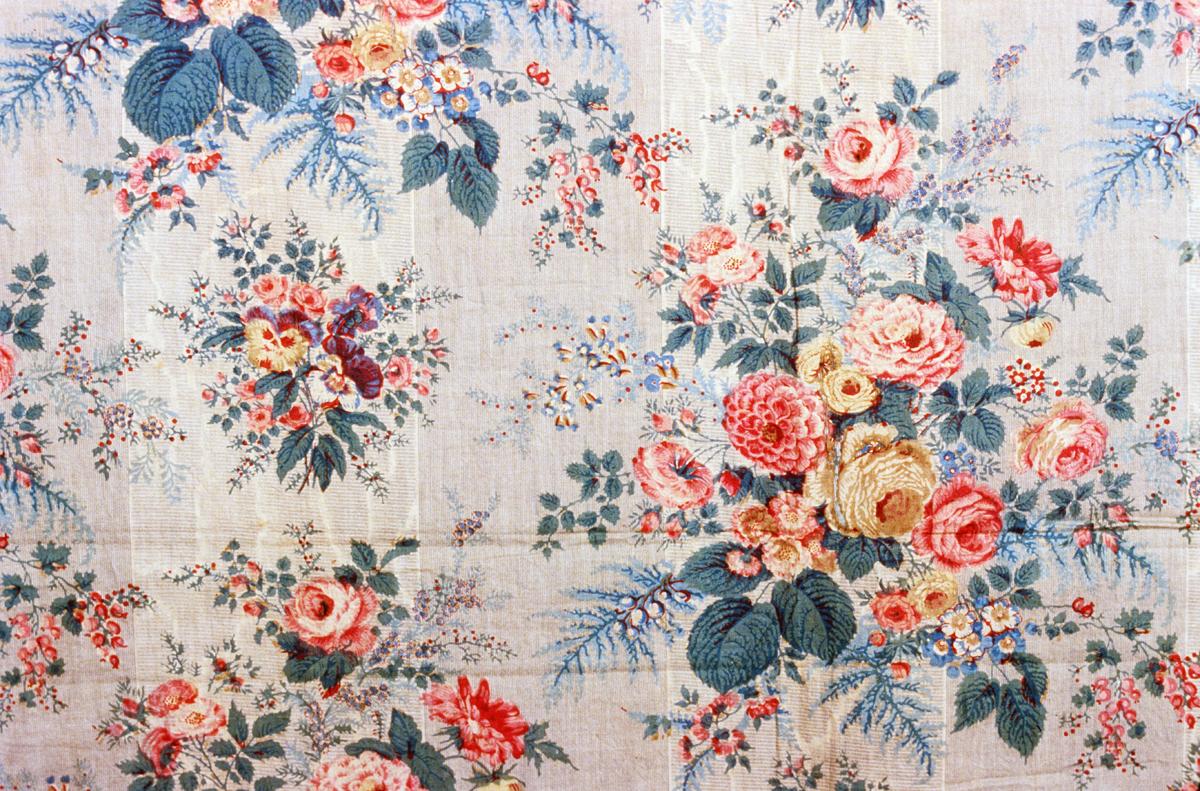 1958.0616 Textile, printed, Ex-curtain, detail