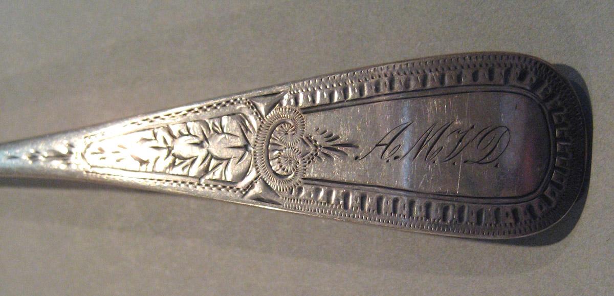 1998.0004.338 Ladle, Sauce ladle (inscription)
