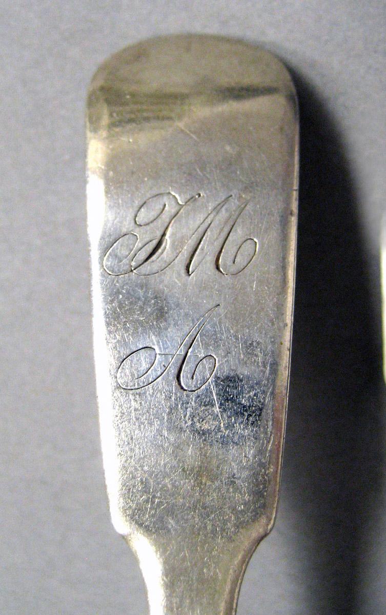 1998.0004.3596 Silver ladle engraving