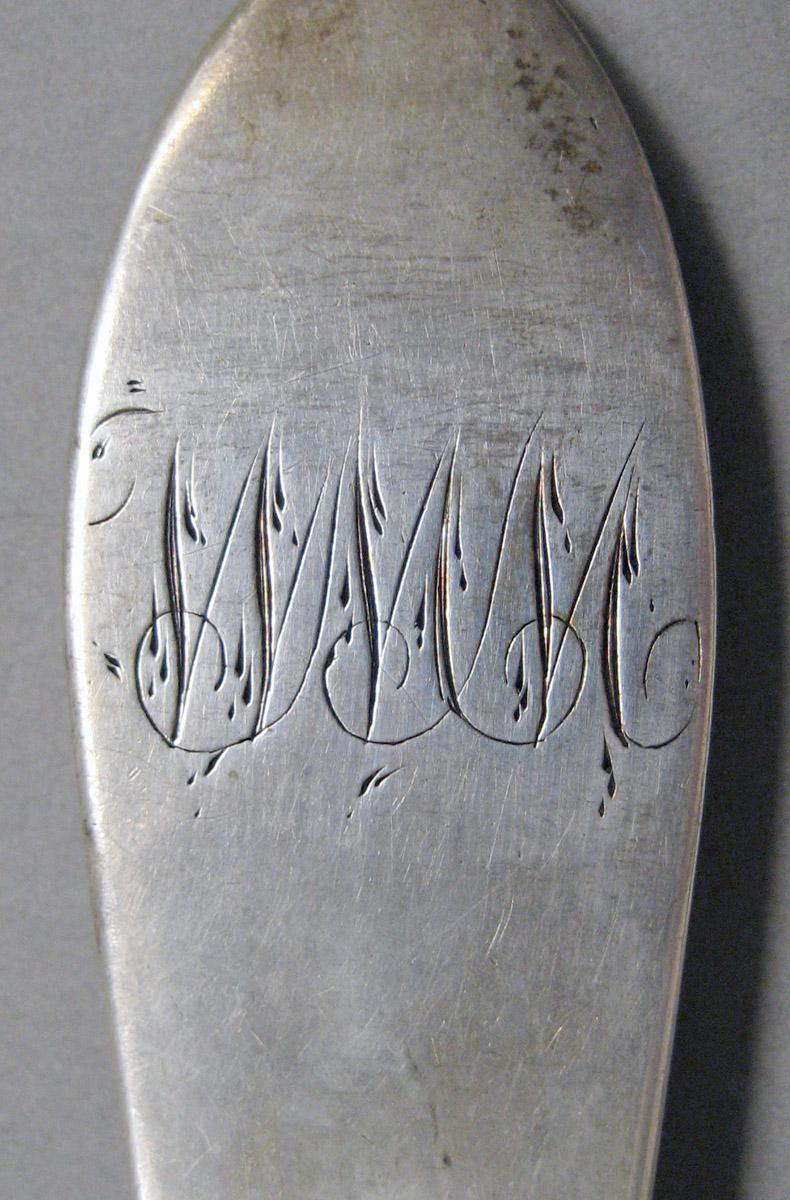 1998.0004.3609 Silver spoon upper engraving
