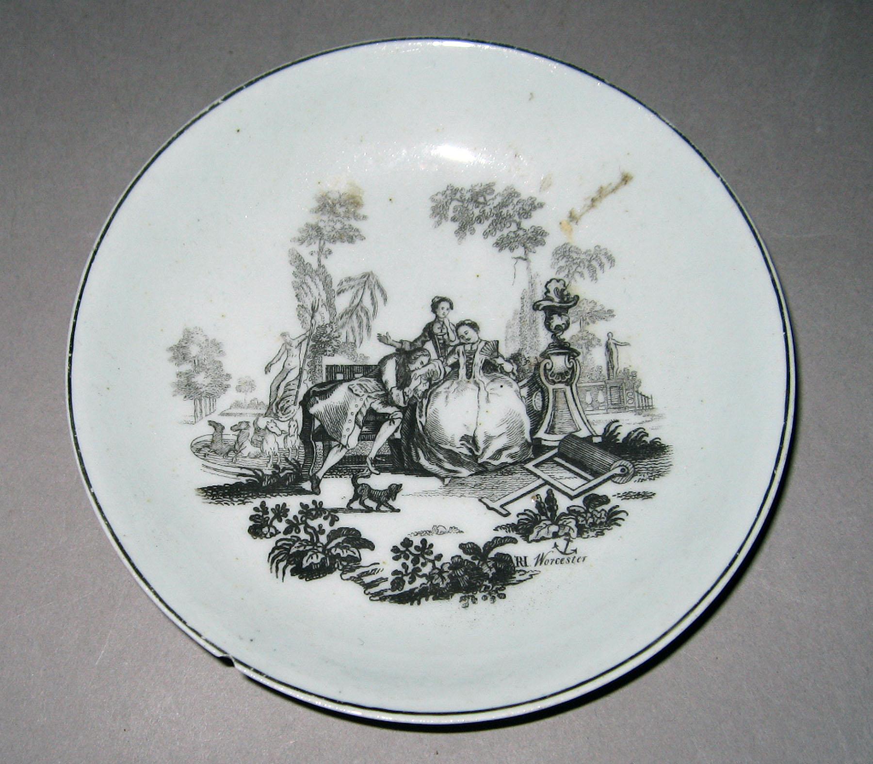 1958.0708 Worcester soft-paste porcelain saucer