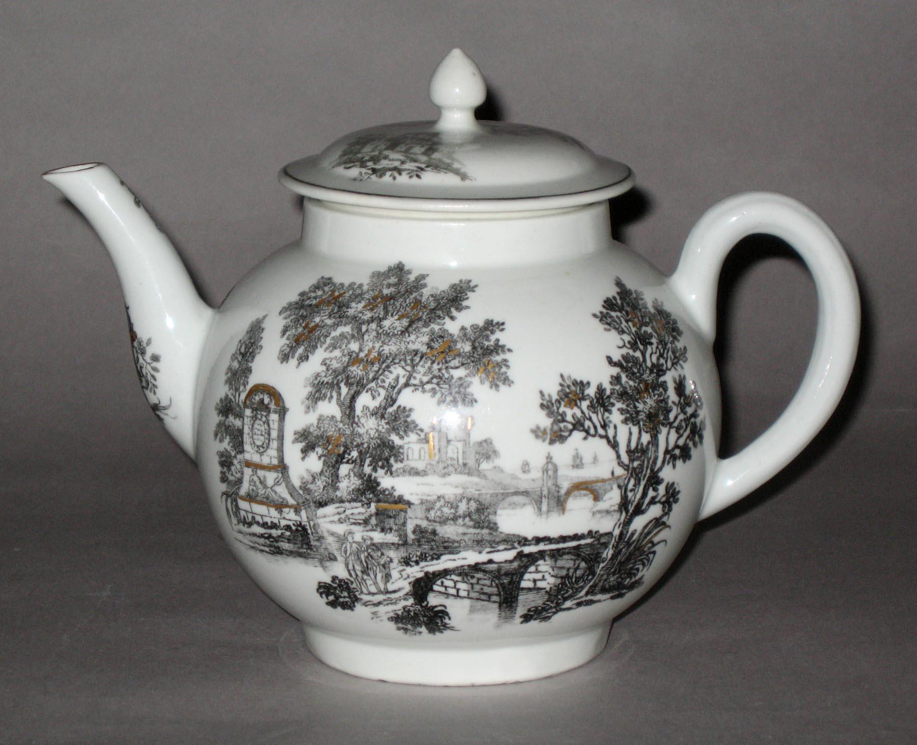 1958.0727 A, B Worcester porcelain printed teapot