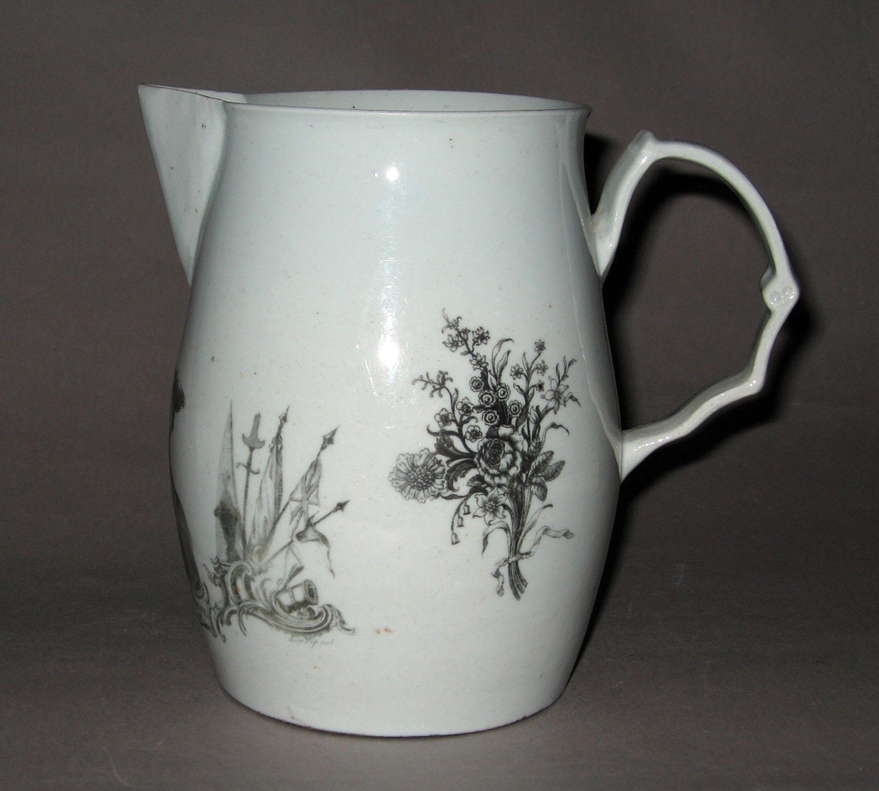 1958.0731Longton Hall soft-paste porcelain jug (profile)