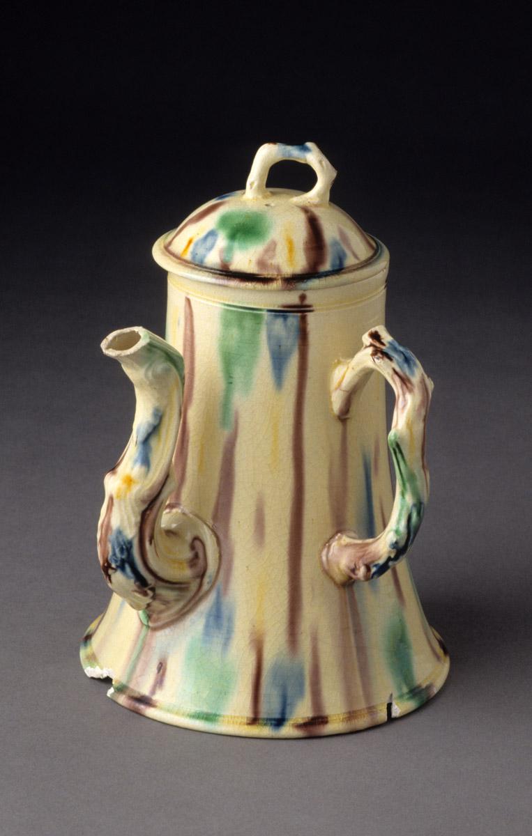 1998.0028.009 A, B Earthenware chocolate pot