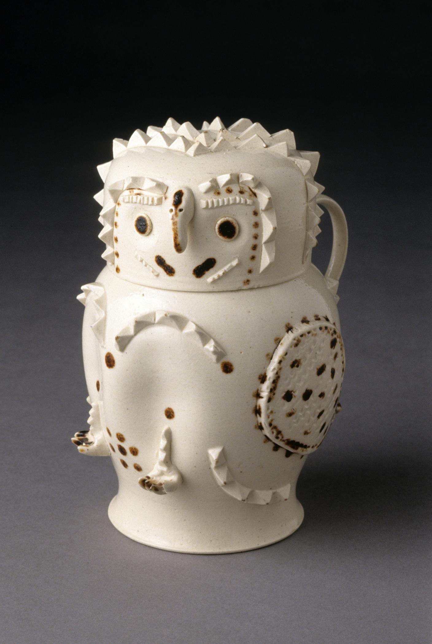 1998.0028.012 A, B Stoneware Owl Jug