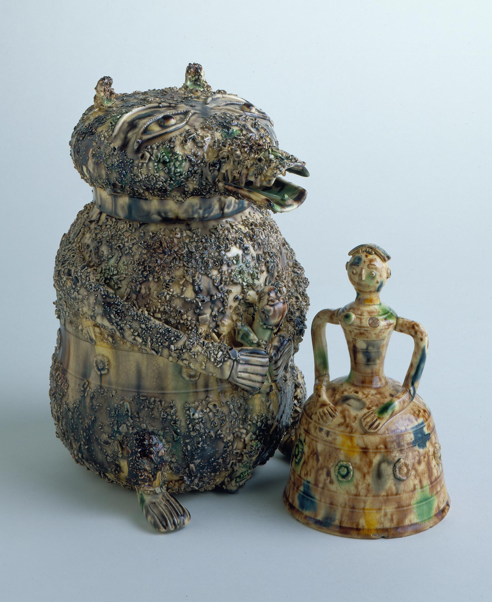 1998.0028.013 A, B; 1998.0028.021 Jug and figure