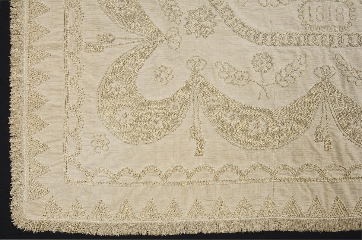 1998.0501 Bedcover, Bedspread, whitework (detail 3)