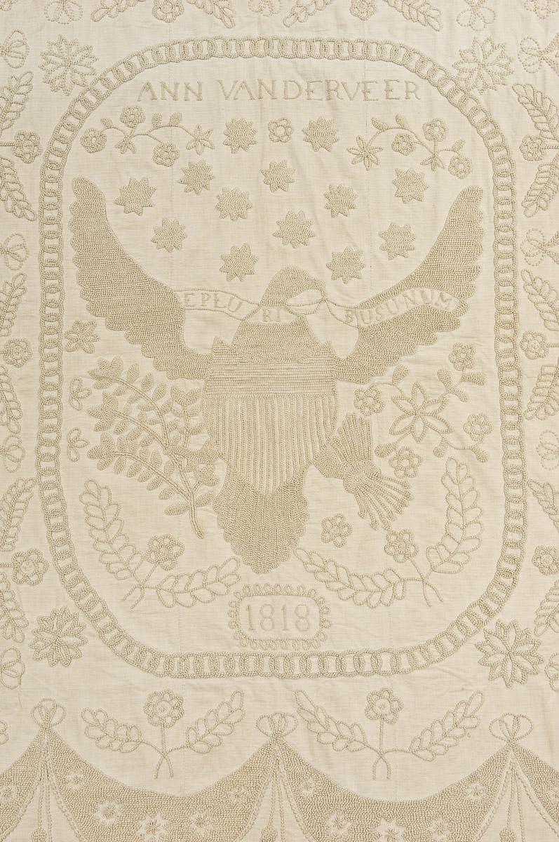 1998.0501 Bedcover, Bedspread, whitework (detail 7)