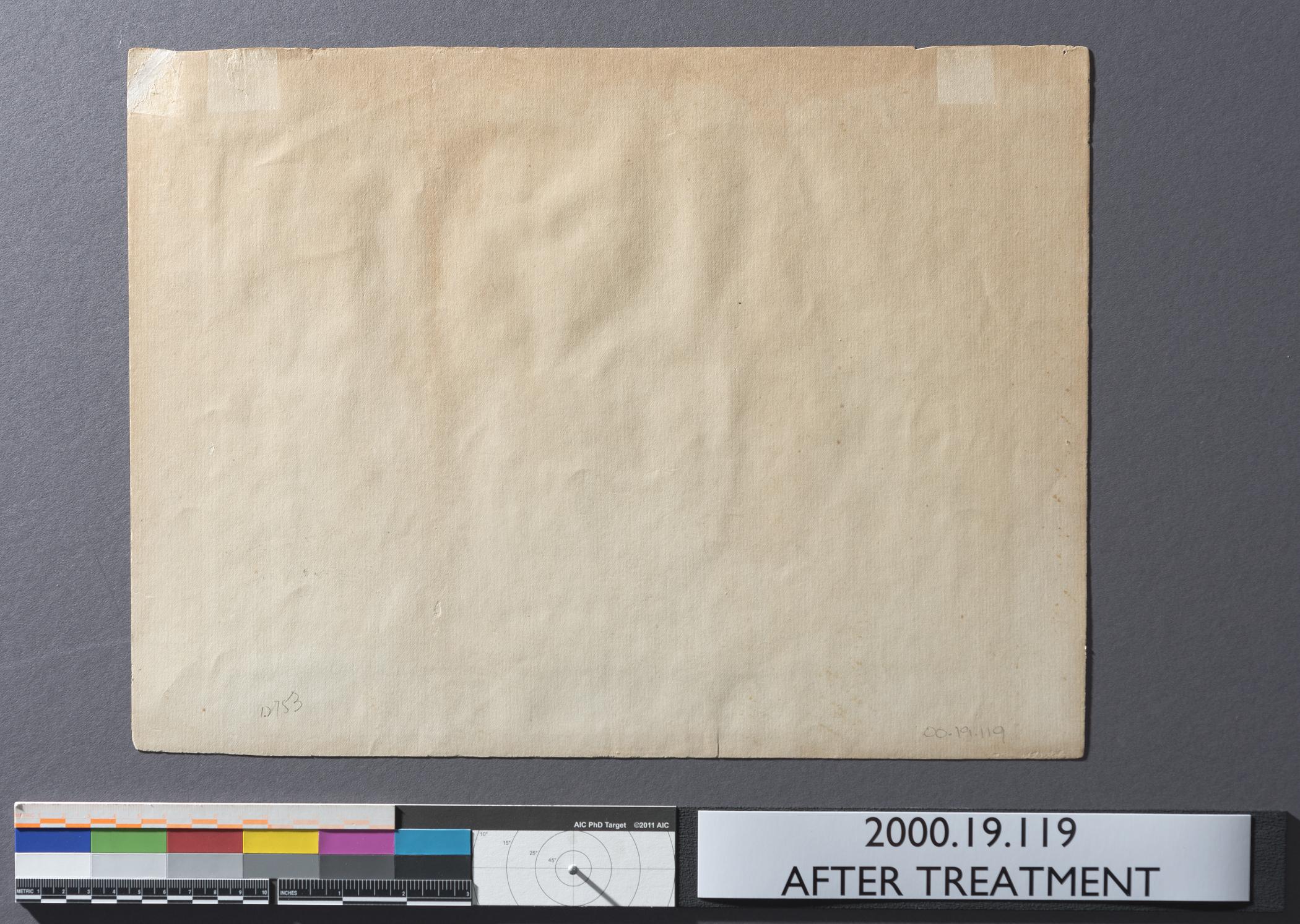 2000.0019.119 A Print, view 4, reverse, raking light, after conservation treatment