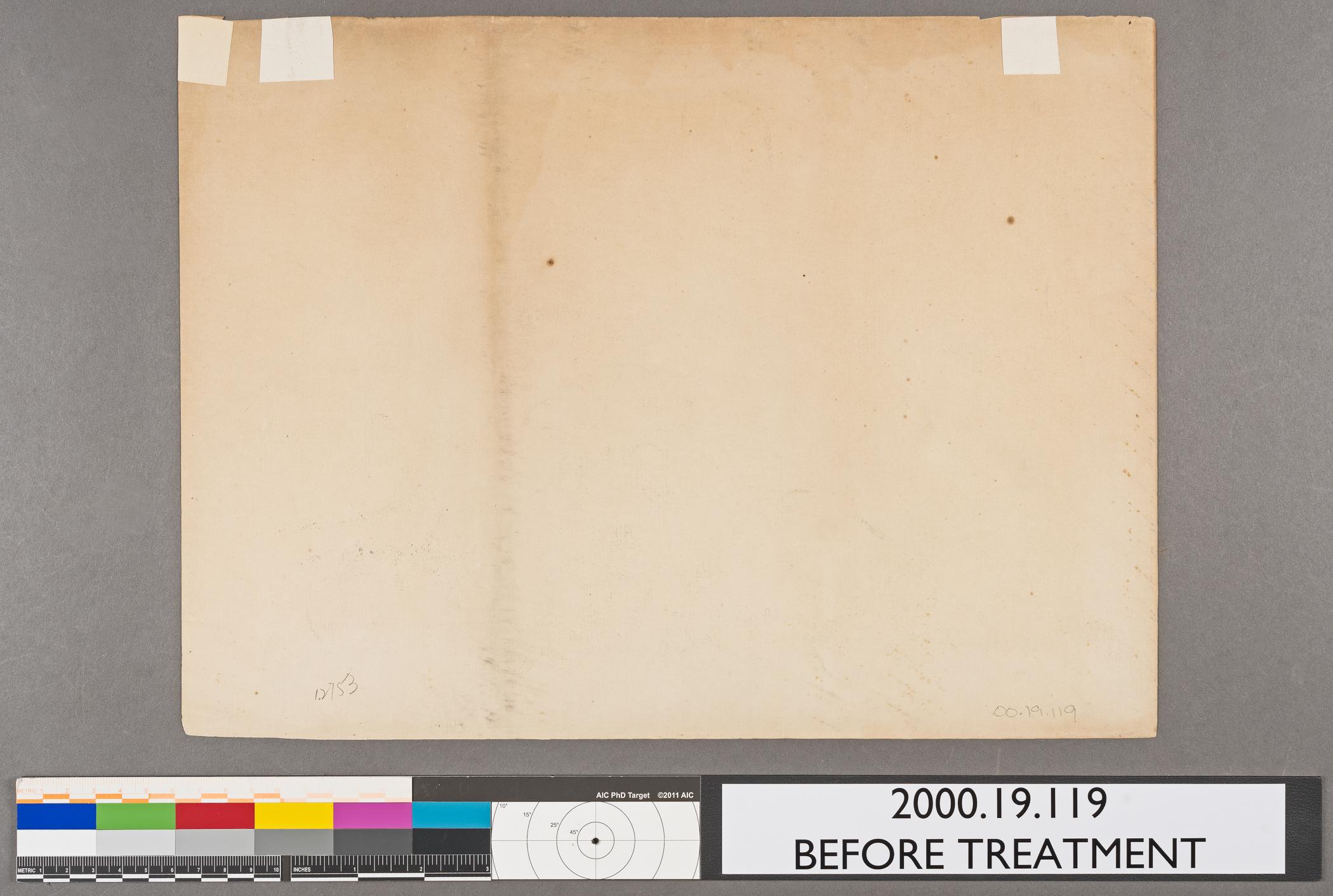 2000.0019.119 A Print, view 2, reverse, before conservation treatment