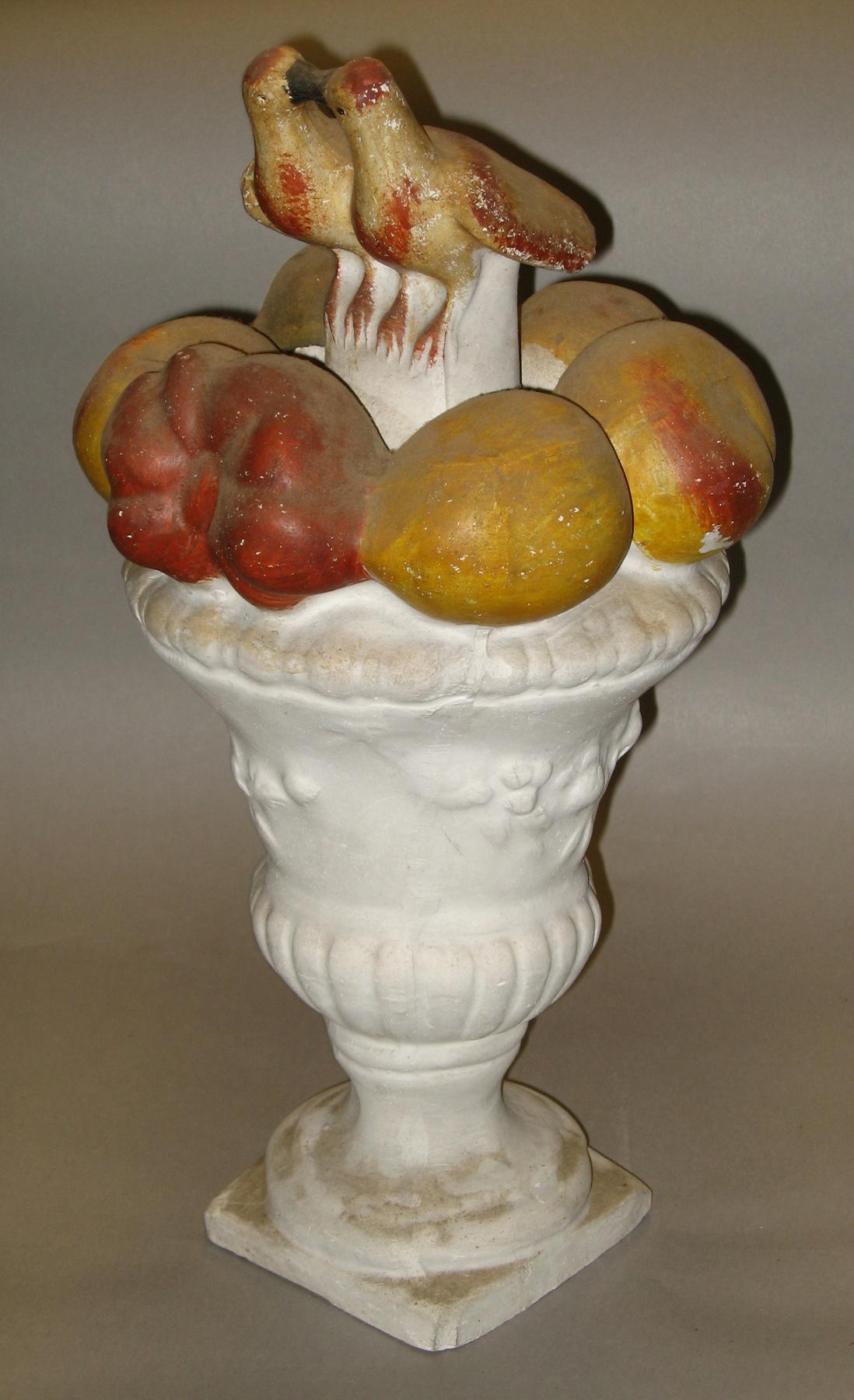 2000.0057.064 Chalkware fruit urn with lovebirds
