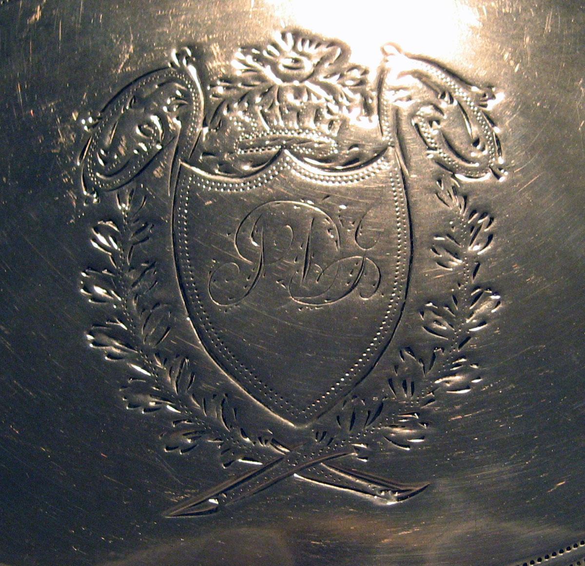 2001.0002.004 Silver Teapot Stand engraving
