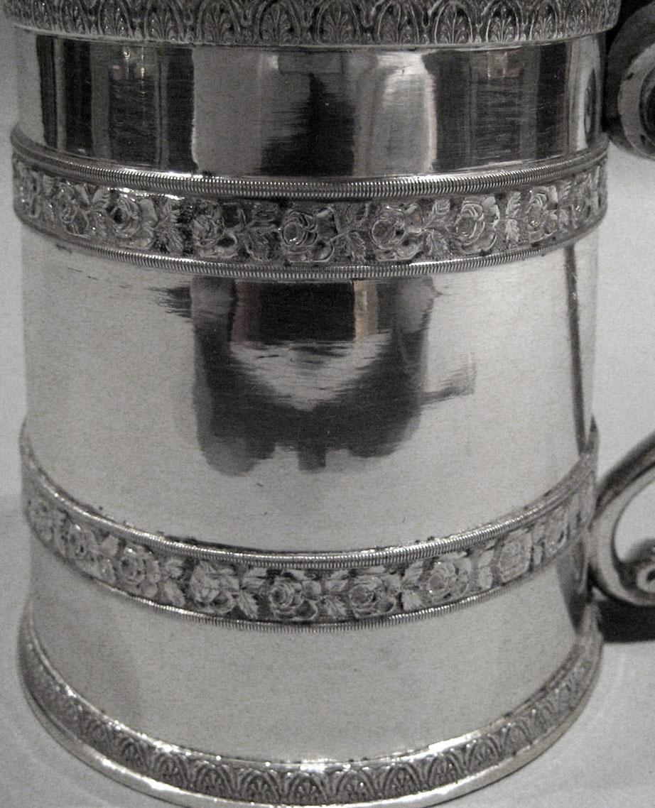 2001.0002.022.001 Silver Tankard detail of decoration