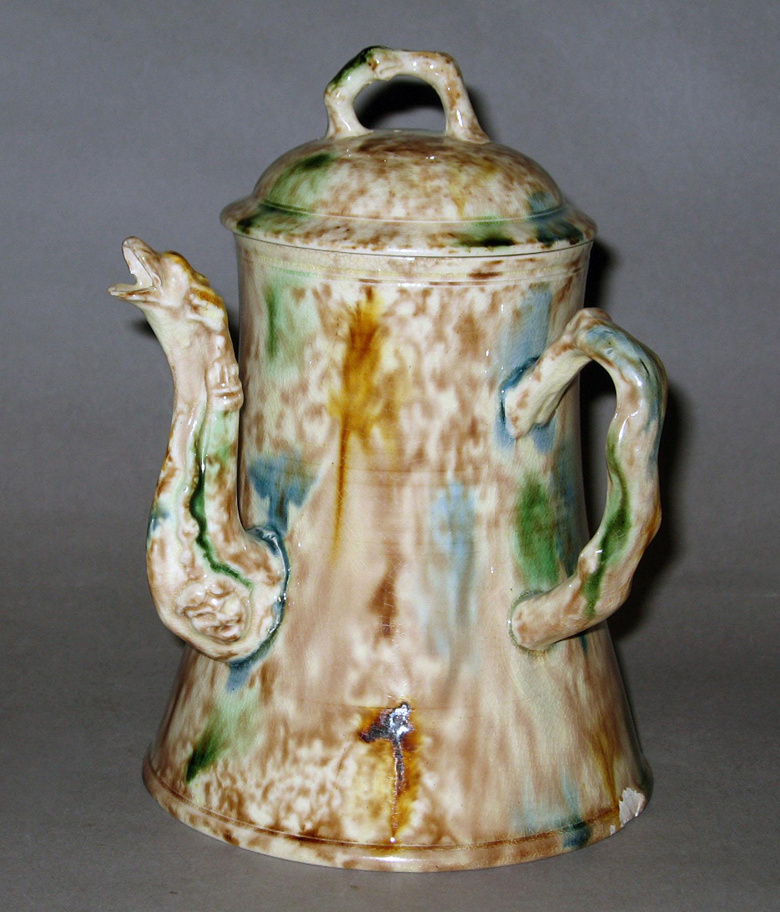 2001.0012.002 A, B Earthenware chocolate pot