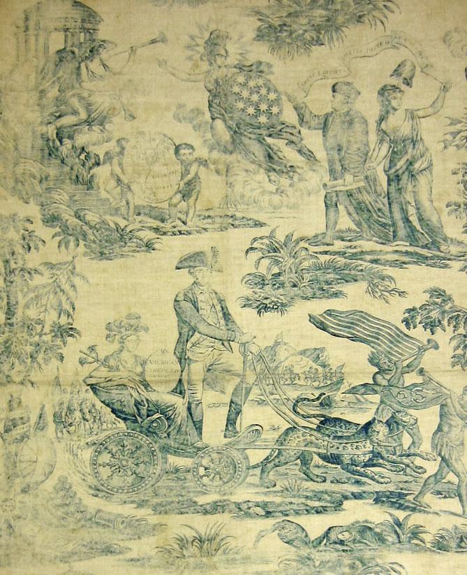 T114 textile, printed design repeat blue