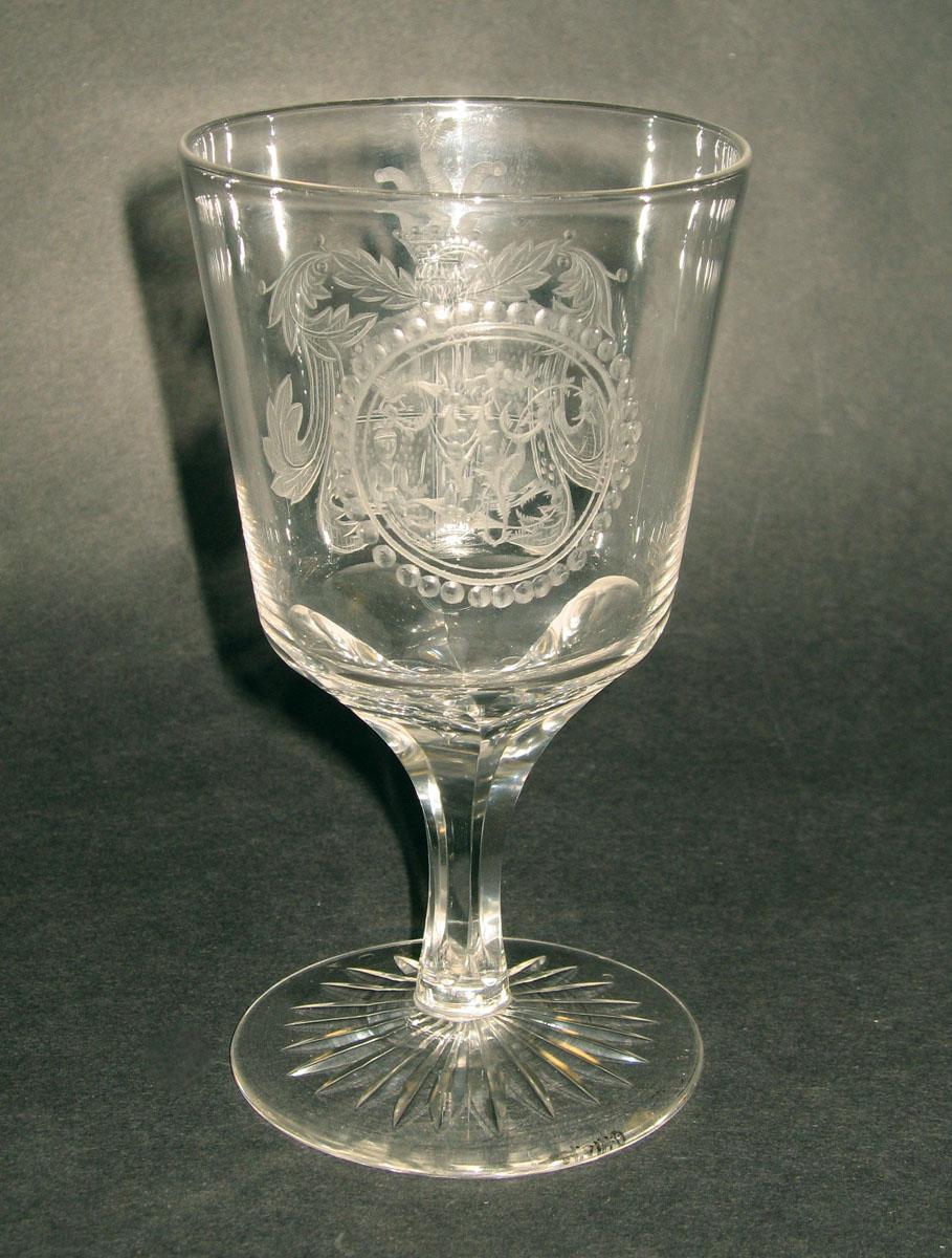2002.0021.006 Glass wineglass (monogram)