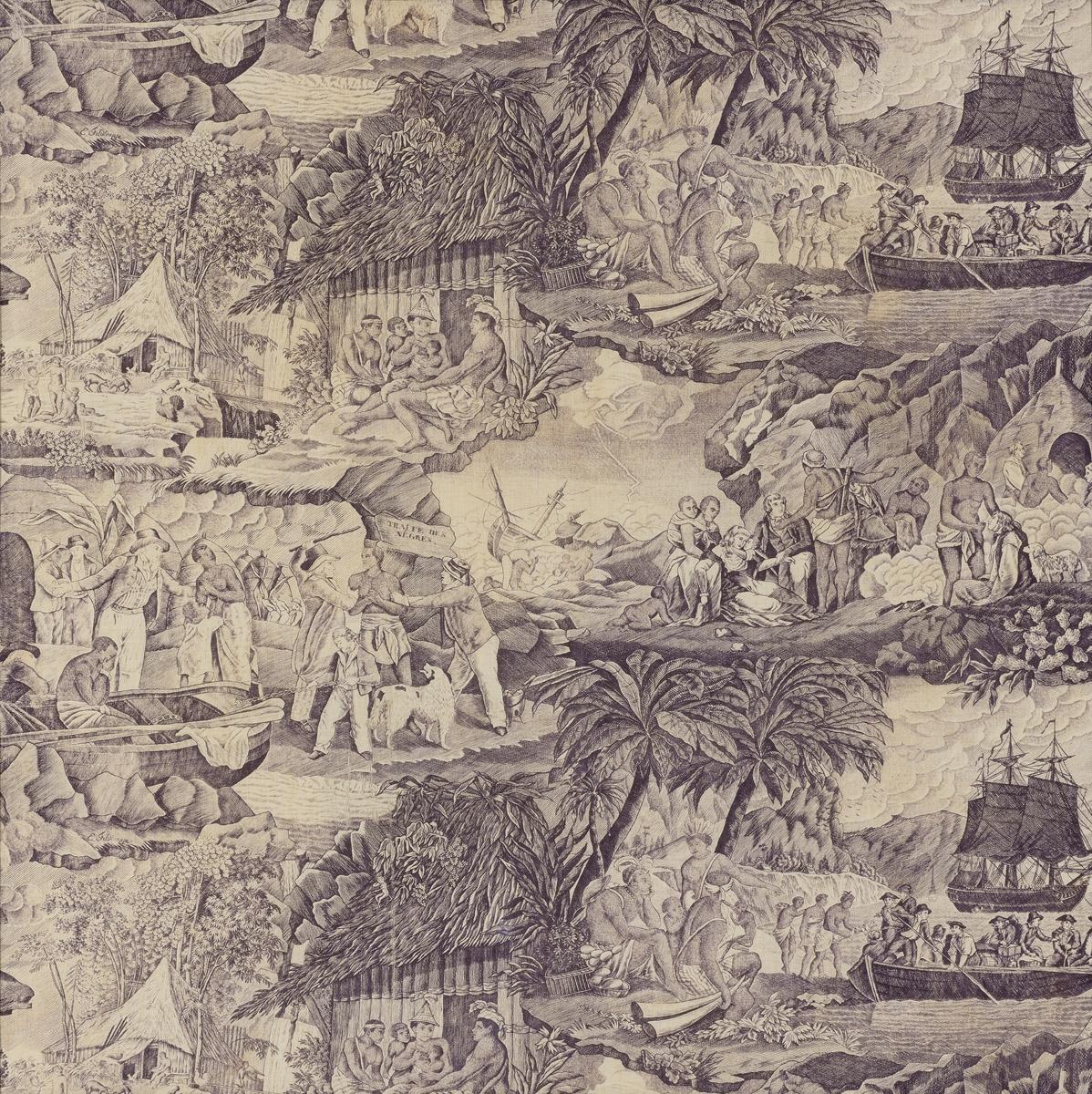 T147 Textile, printed, design repeat (purple)