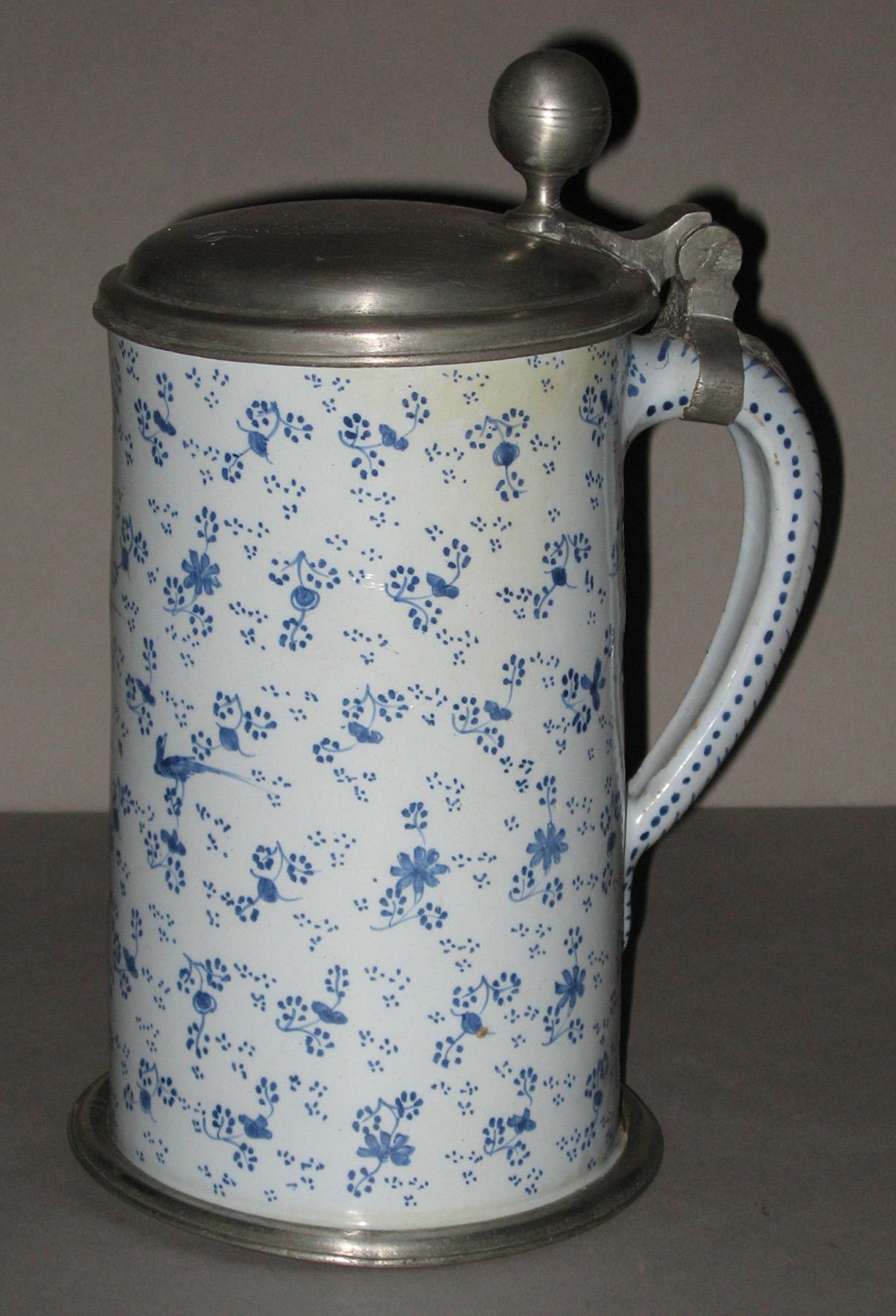 1958.0993 Delft tankard with dated mounts