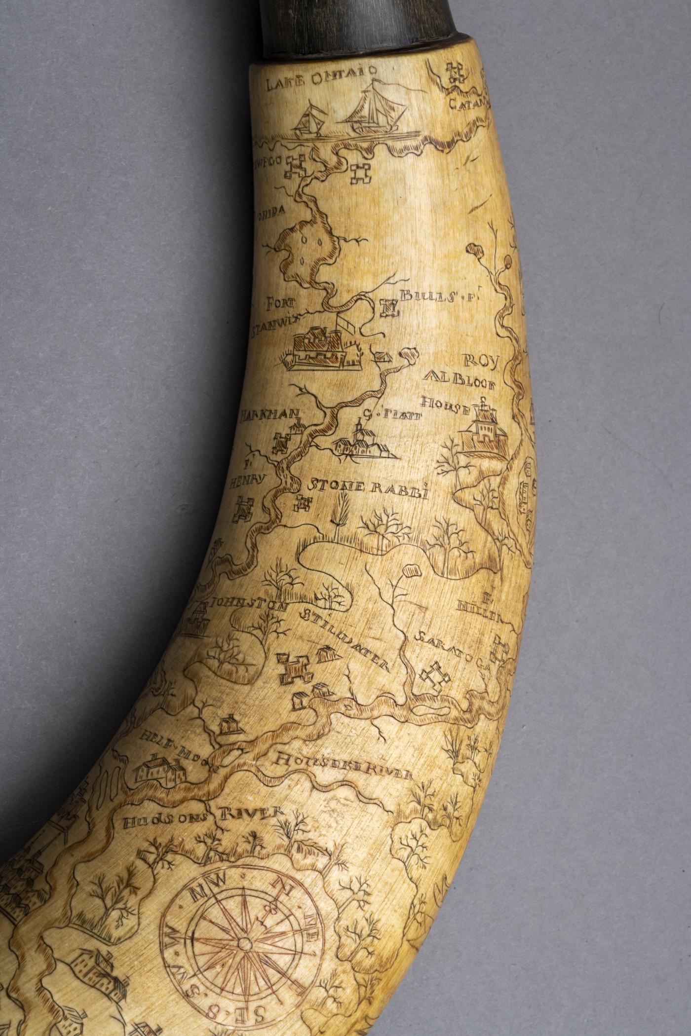 1958.1000 Powder horn, detail 1