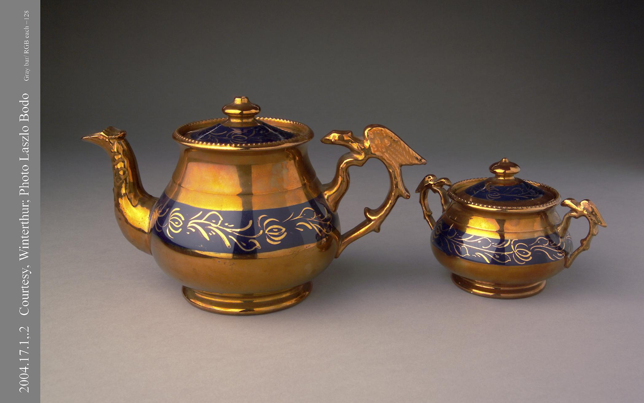 2004.0017.001 A, B; .002 A, B teapot and sugarbowl