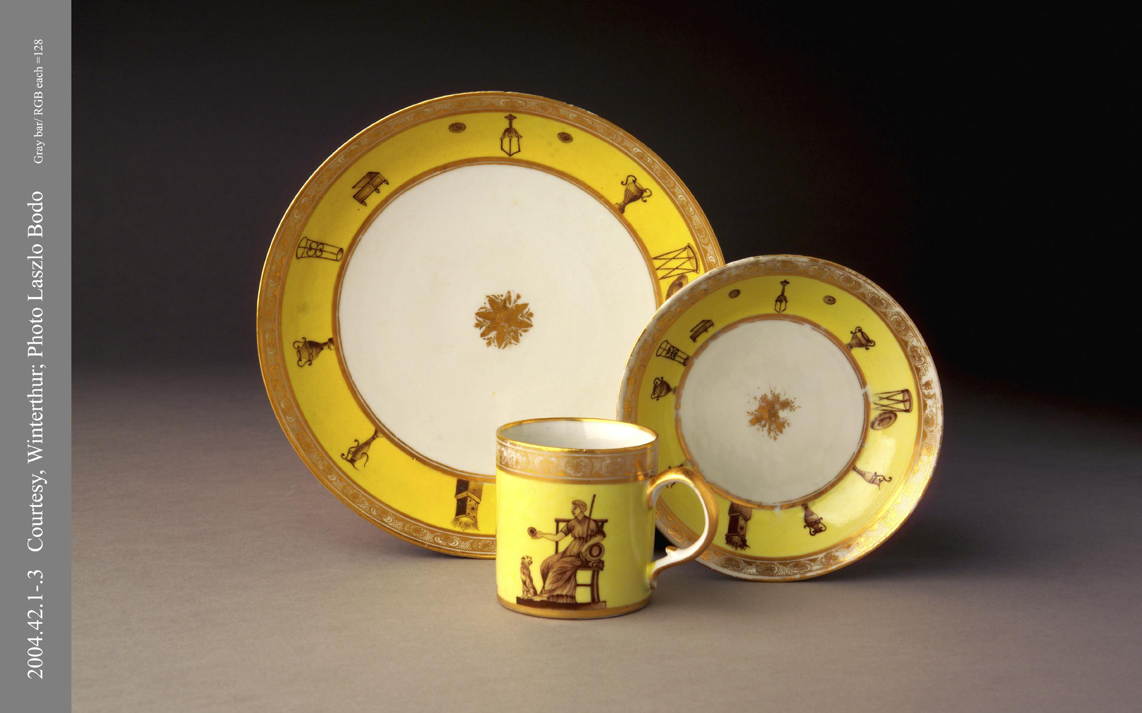2004.0042.001- .002 A, B Dish, Cup, and Saucer