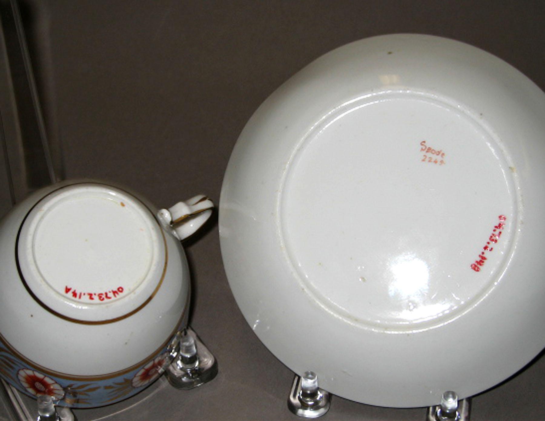 2004.0073.002.014 A, B Spode bone-china teacup and saucer (undersides)