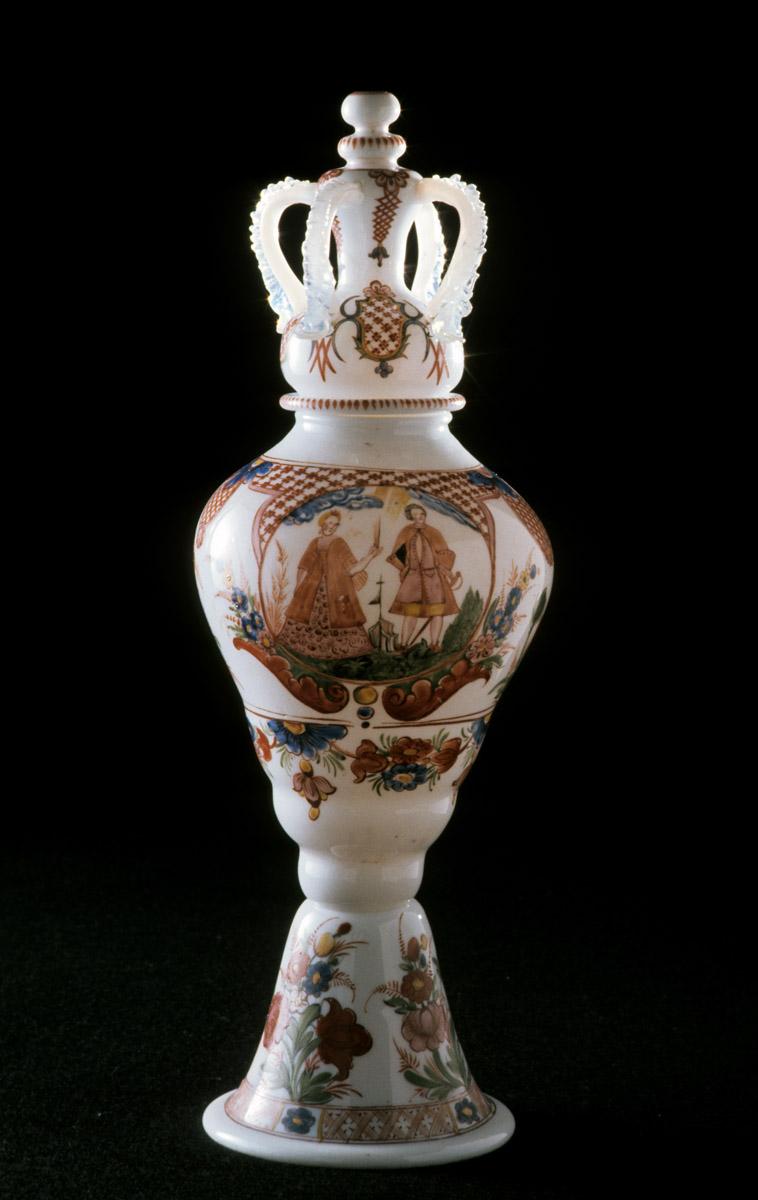 1958.1415 A, B White Glass Garniture Vase (view 2)