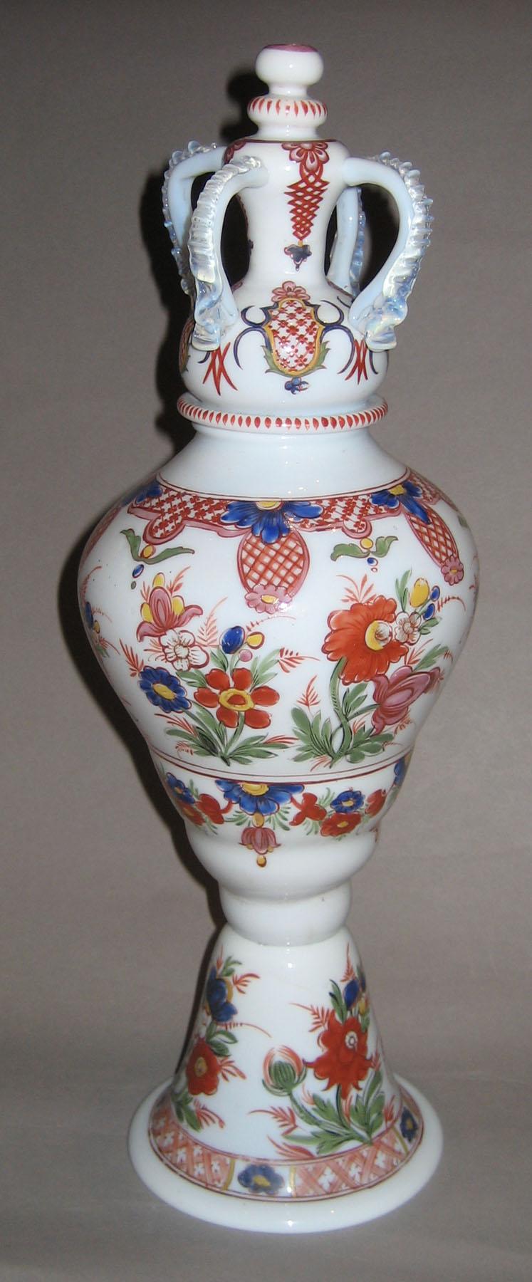1958.1415 A, B (back) White Glass Garniture Vase