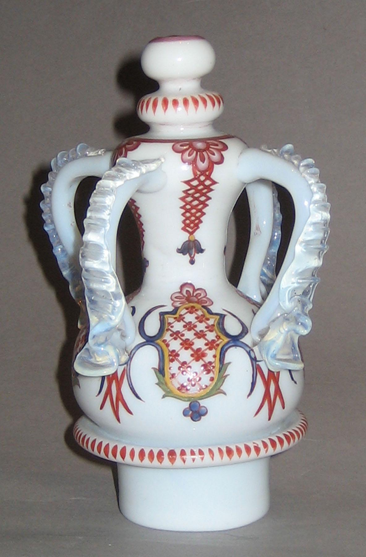 1958.1415 B White Glass Garniture Vase Stopper