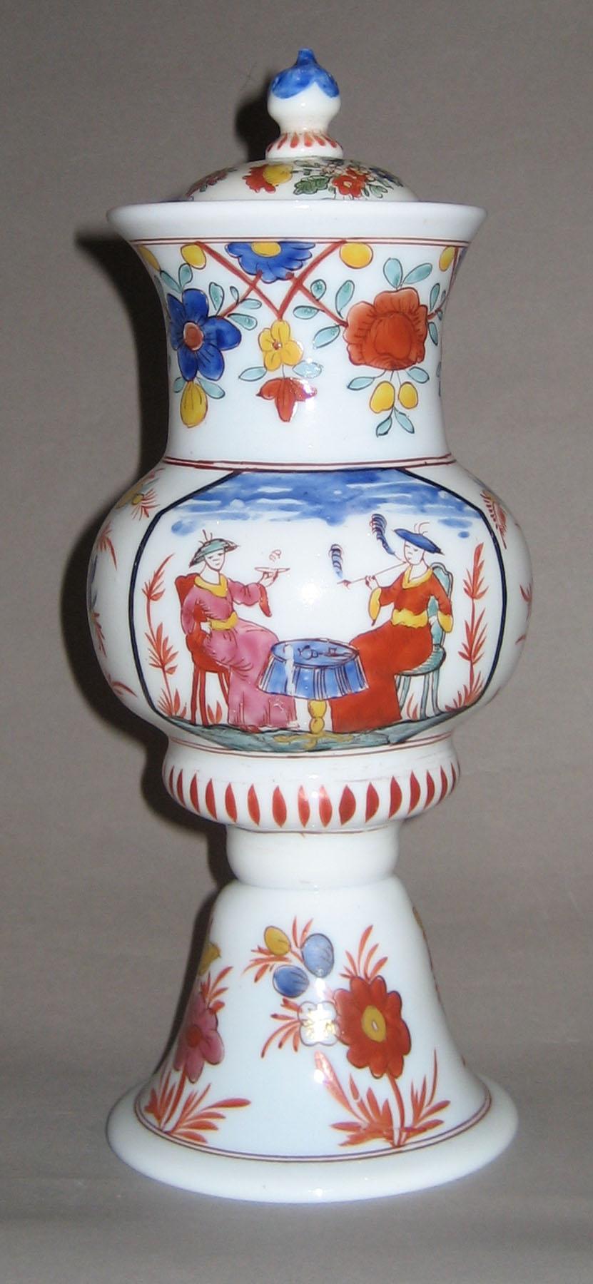 1958.1418 A, B (front) White Glass Garniture Vase