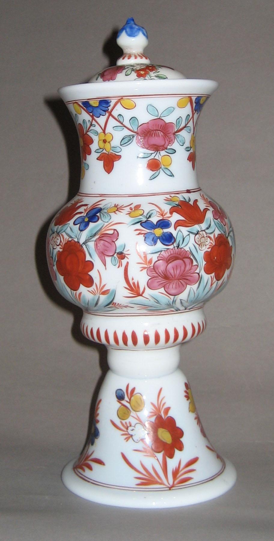 1958.1418 A, B (back) White Glass Garniture Vase