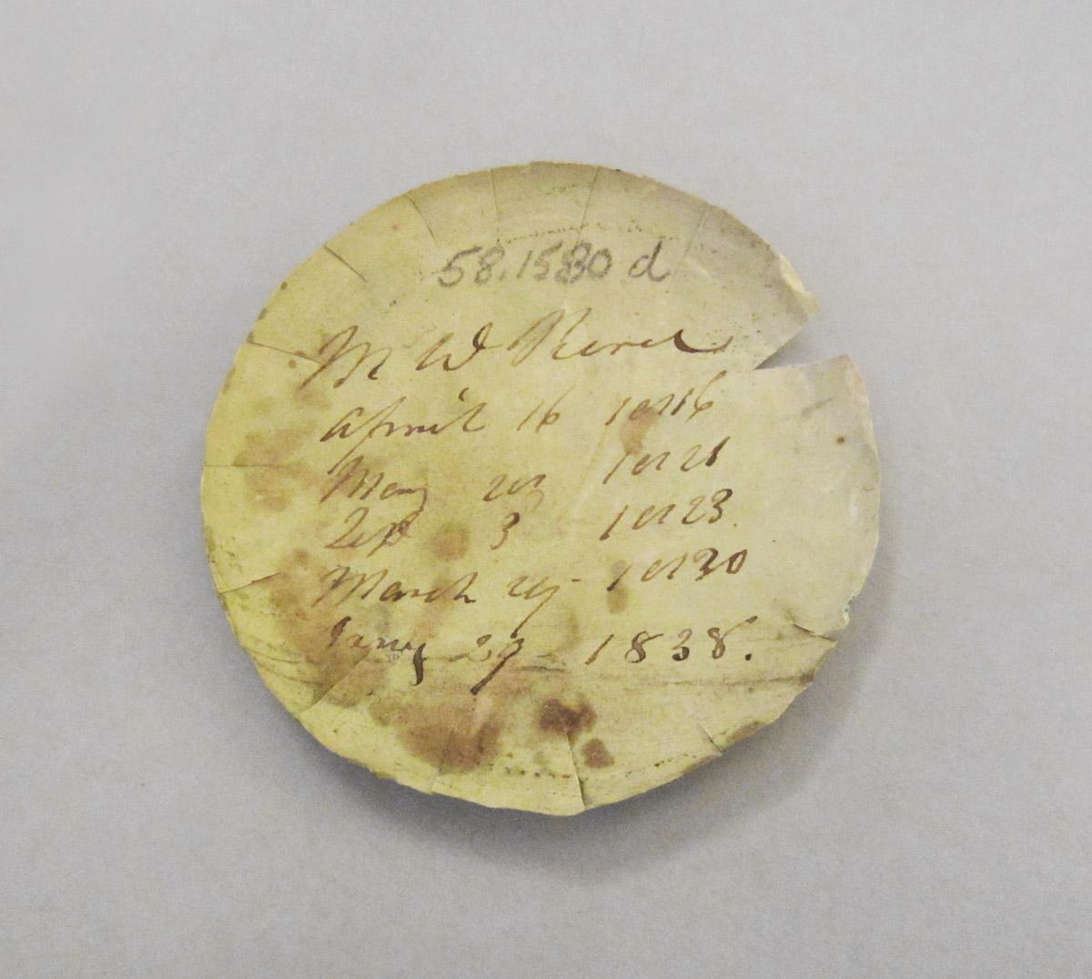 1958.1580 D Watch paper, side 1