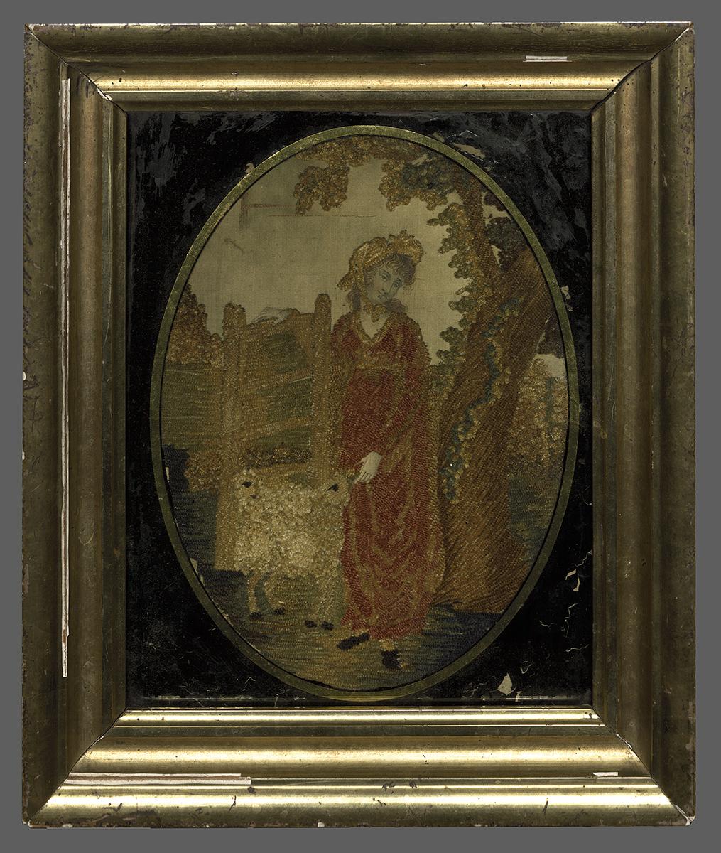 2005.0019.004 A, B Needlework Picture, Frame and Glass