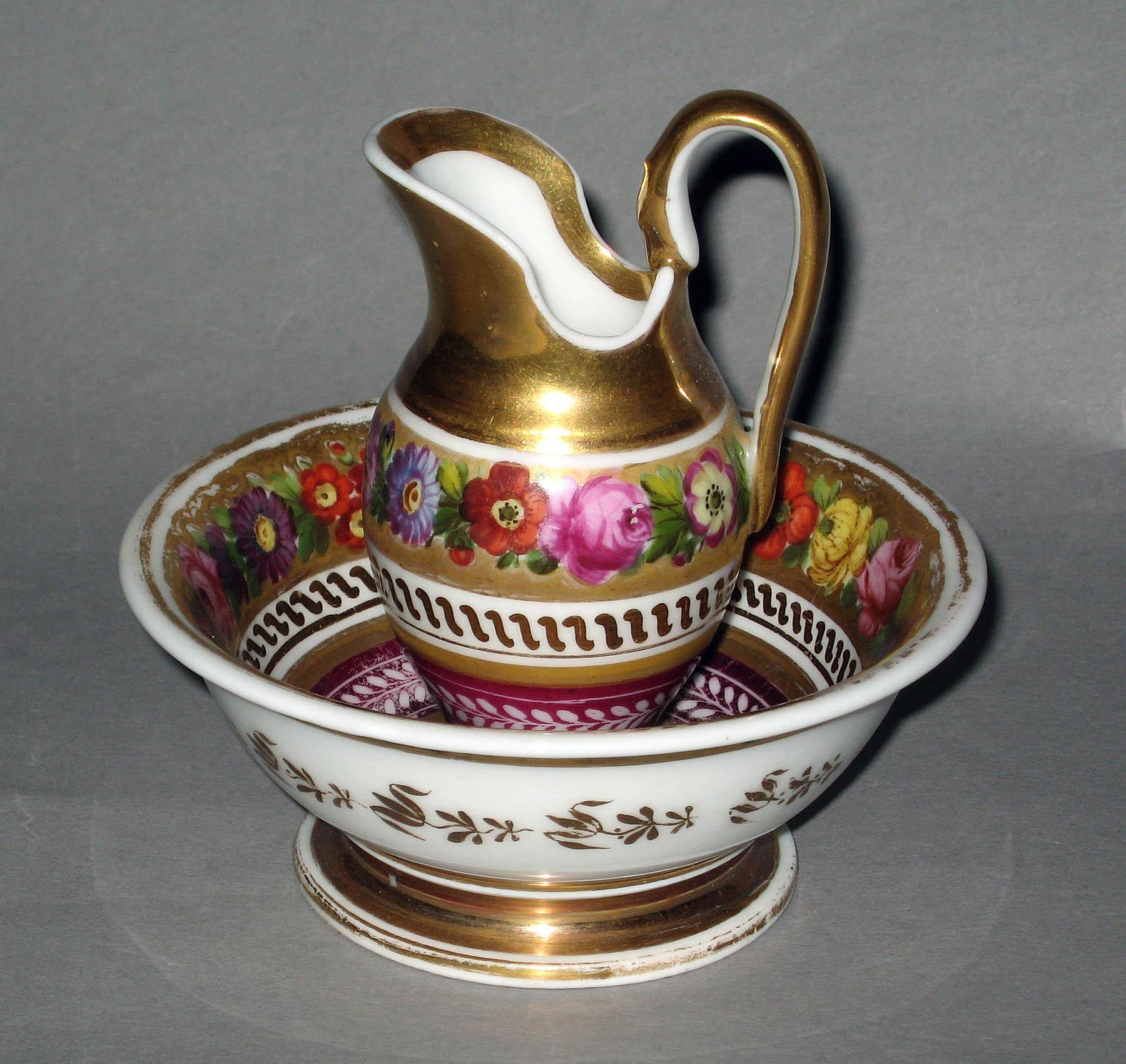1958.1812 A, B Small porcelain jug and basin