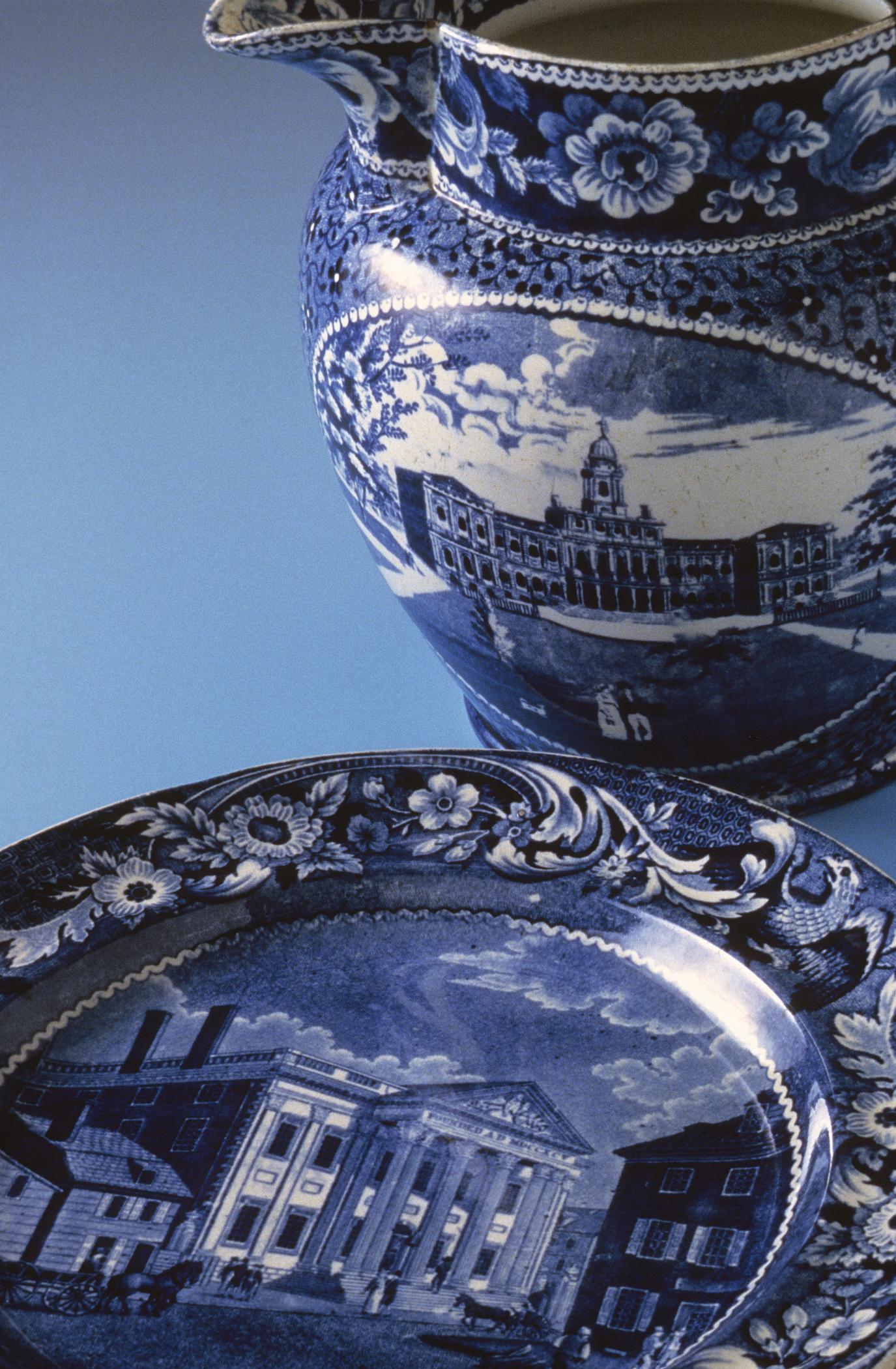 1958.1888 Plate, 1958.1819 Jug