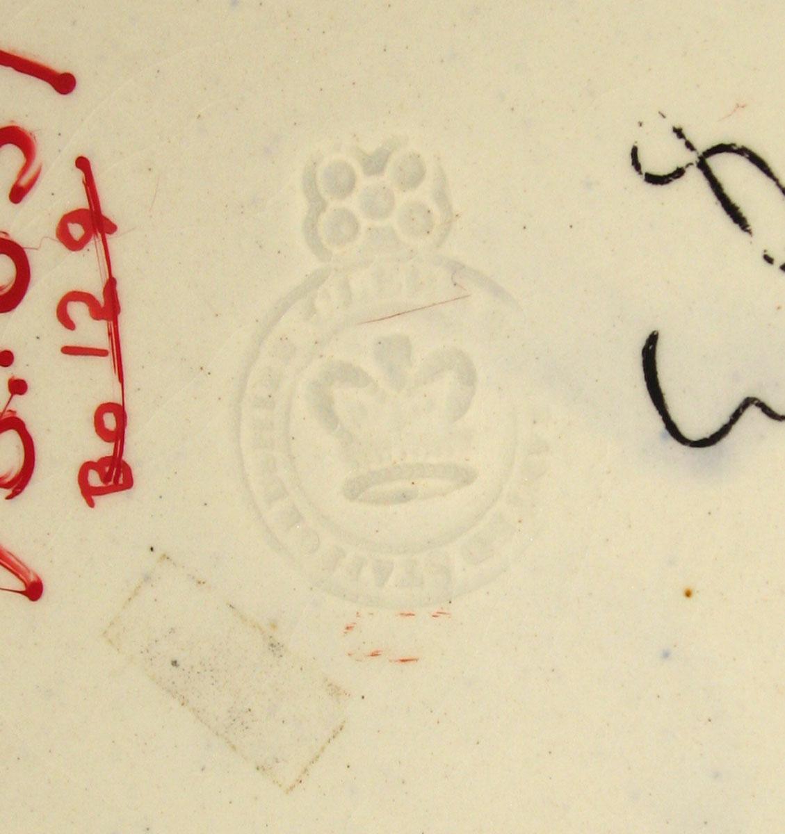 1958.1831 Clews pearlware transfer-printed plate (mark)