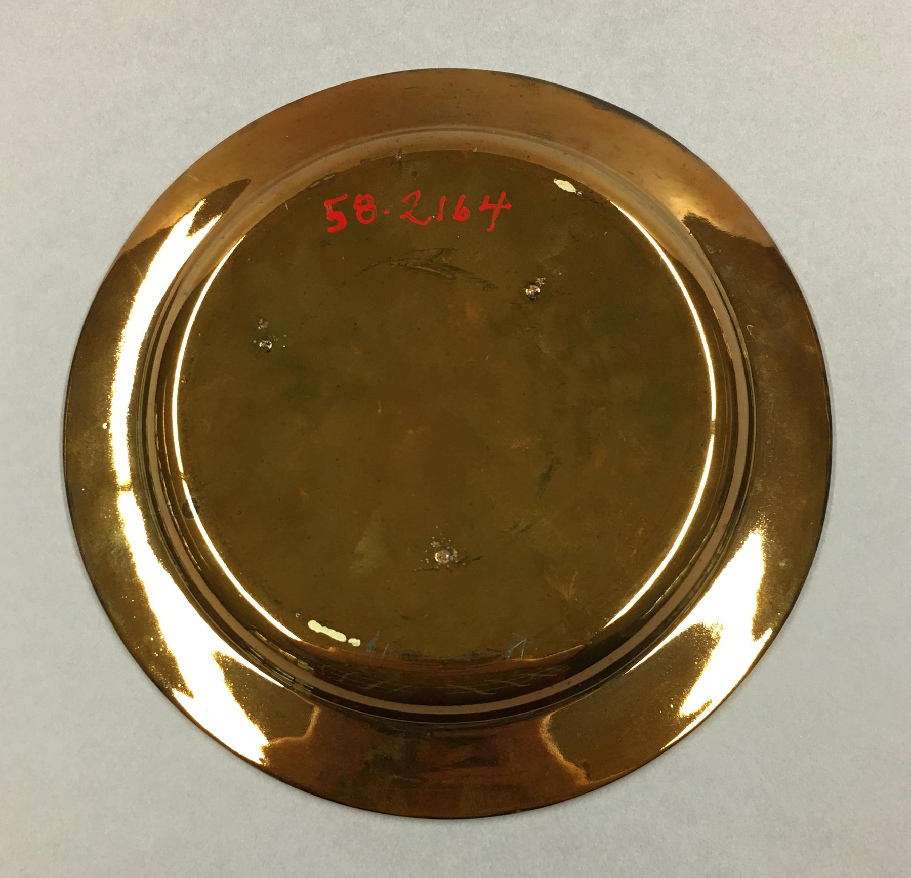 1958.2164 Lusterware Plate, underside