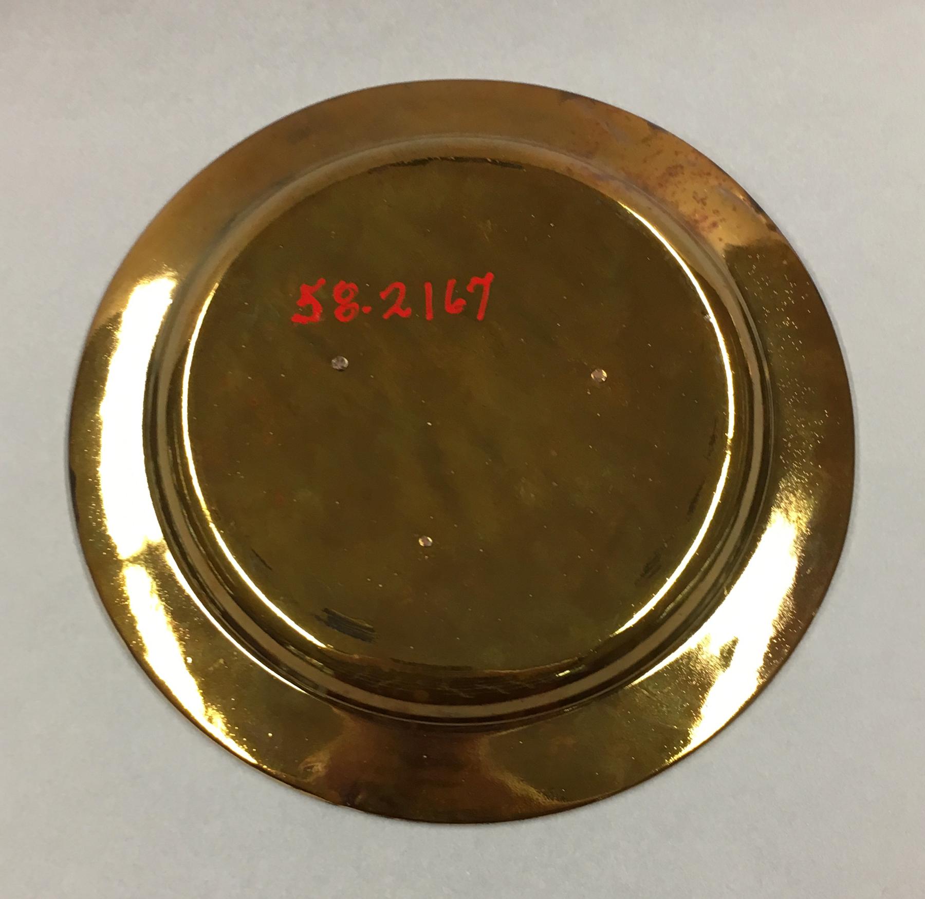 1958.2167 Lusterware Plate, underside