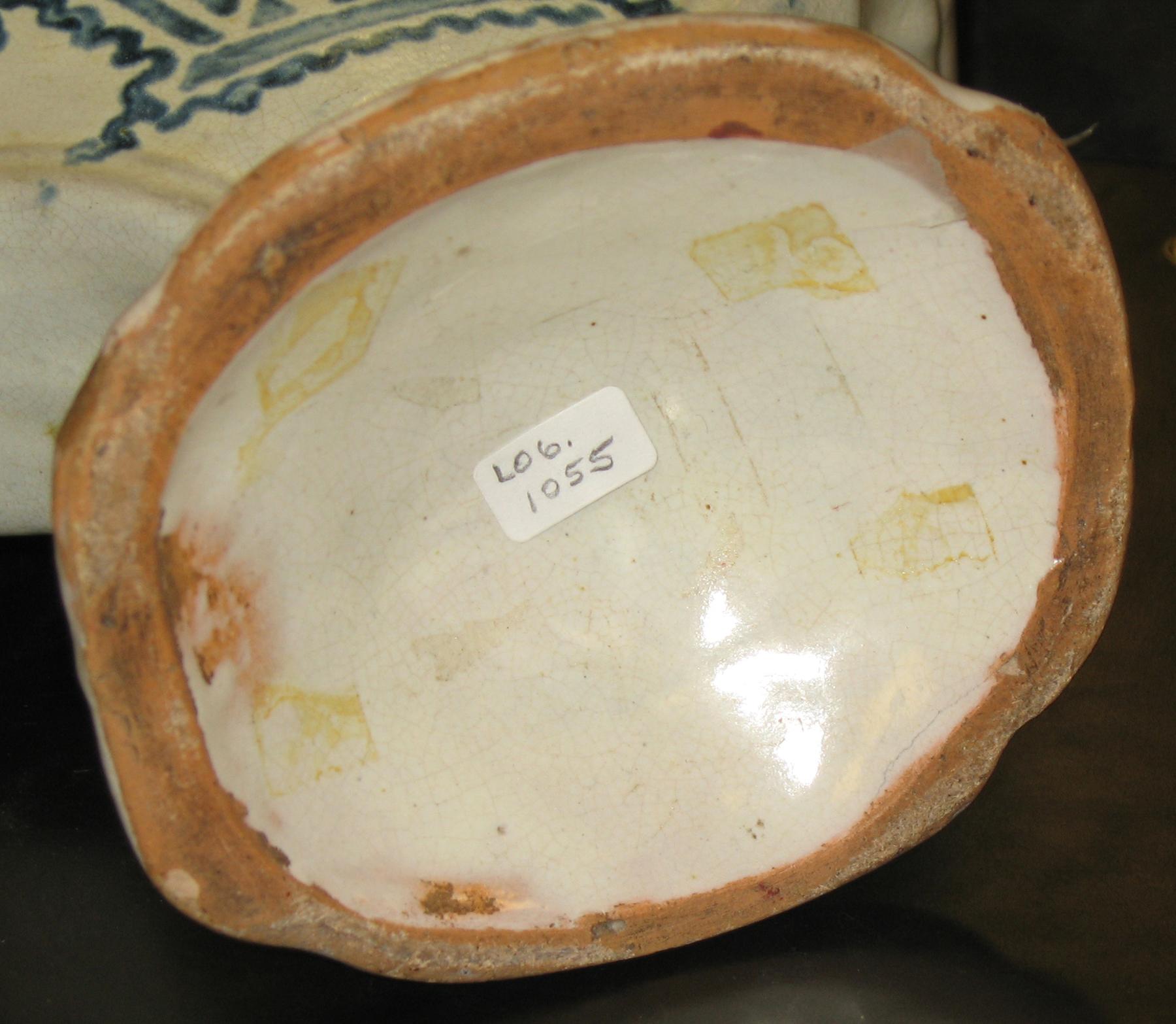 2006.0028 Faience flower container (vase) (bottom)
