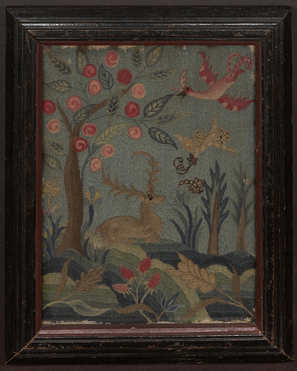 1958.2227 A,B Needlework Picture and Frame