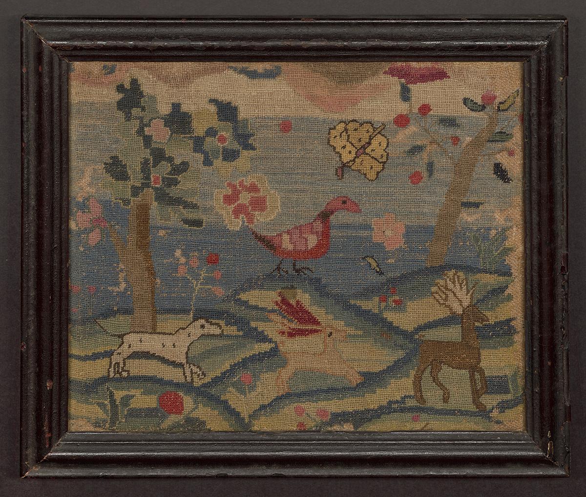 1958.2228 A, B Canvaswork Picture and Frame