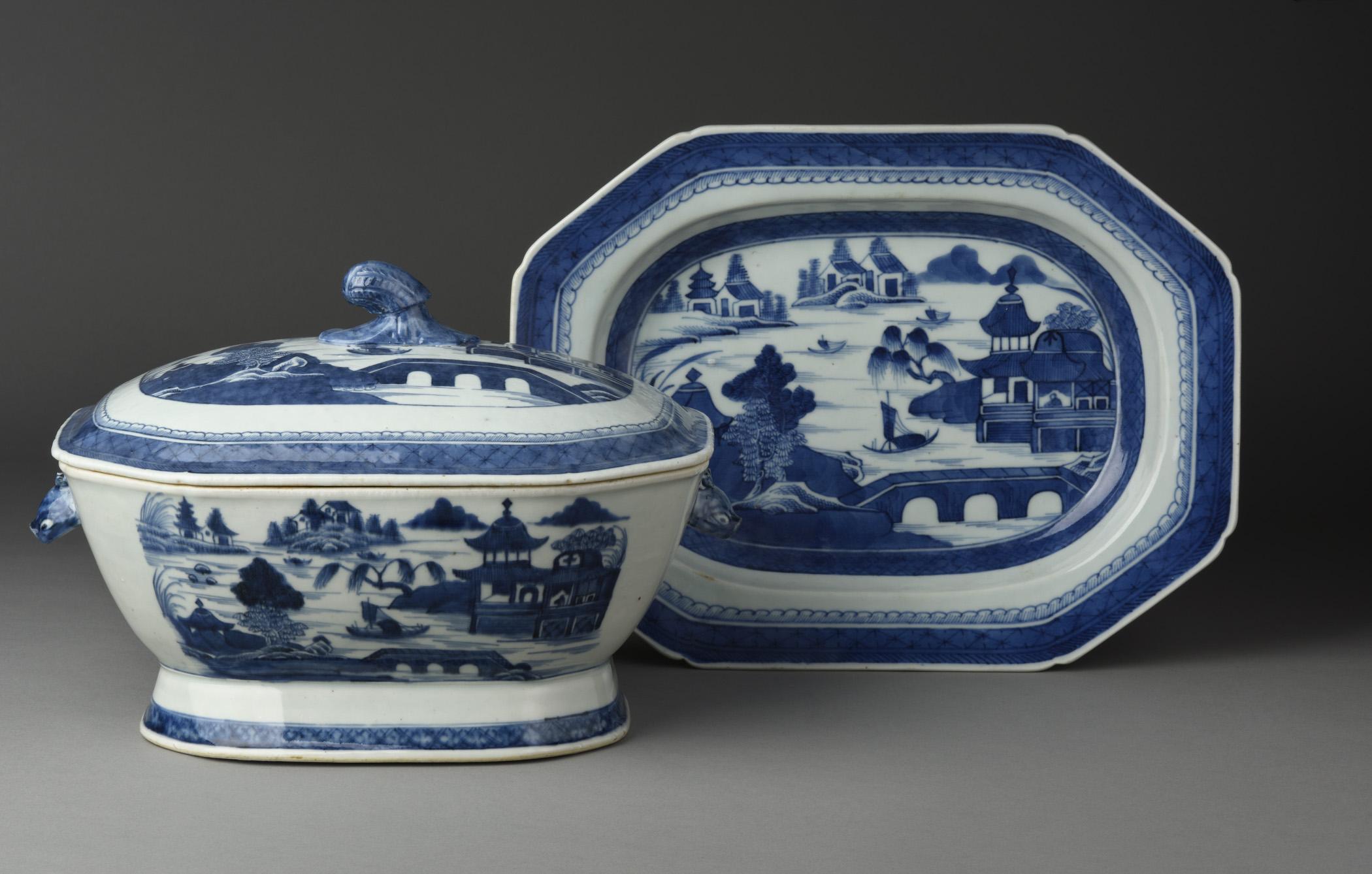 2006.0013.005 A Tureen, B Lid, C Tureen stand, view 2