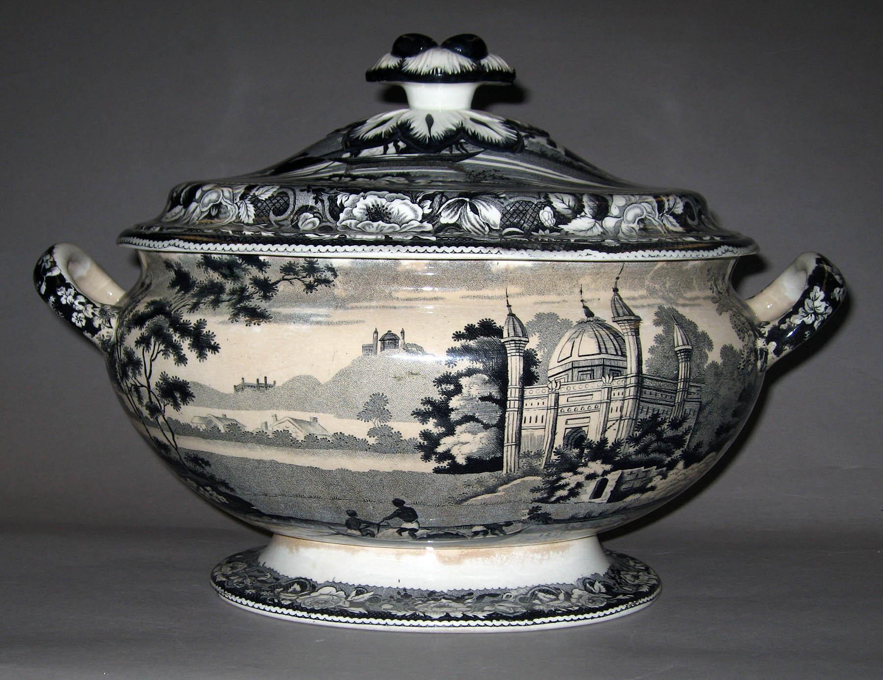 1996.0004.122 A, B Davenport earthenware transfer-printed tureen