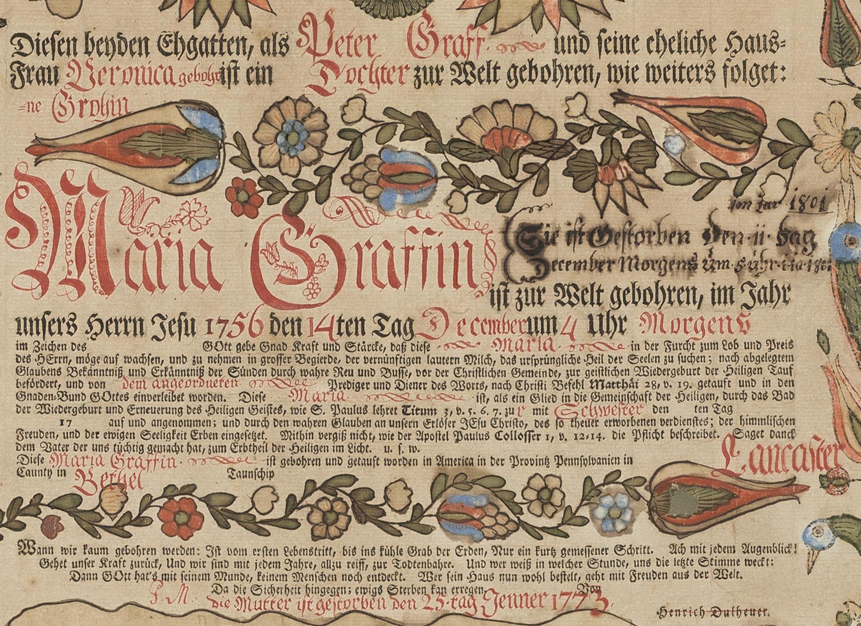 2007.0011.002 A Fraktur, detail 1