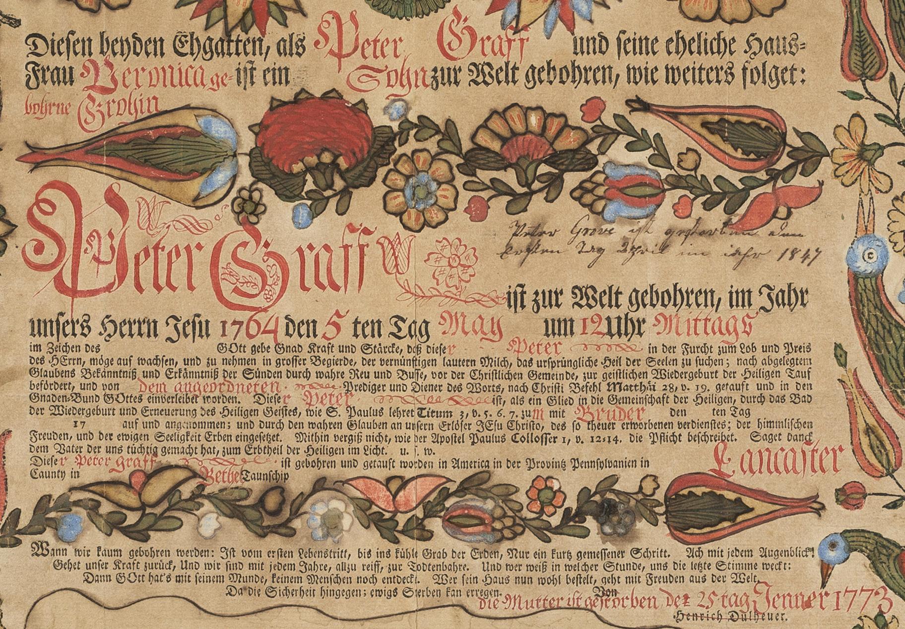 2007.0011.003 A Fraktur, detail 1