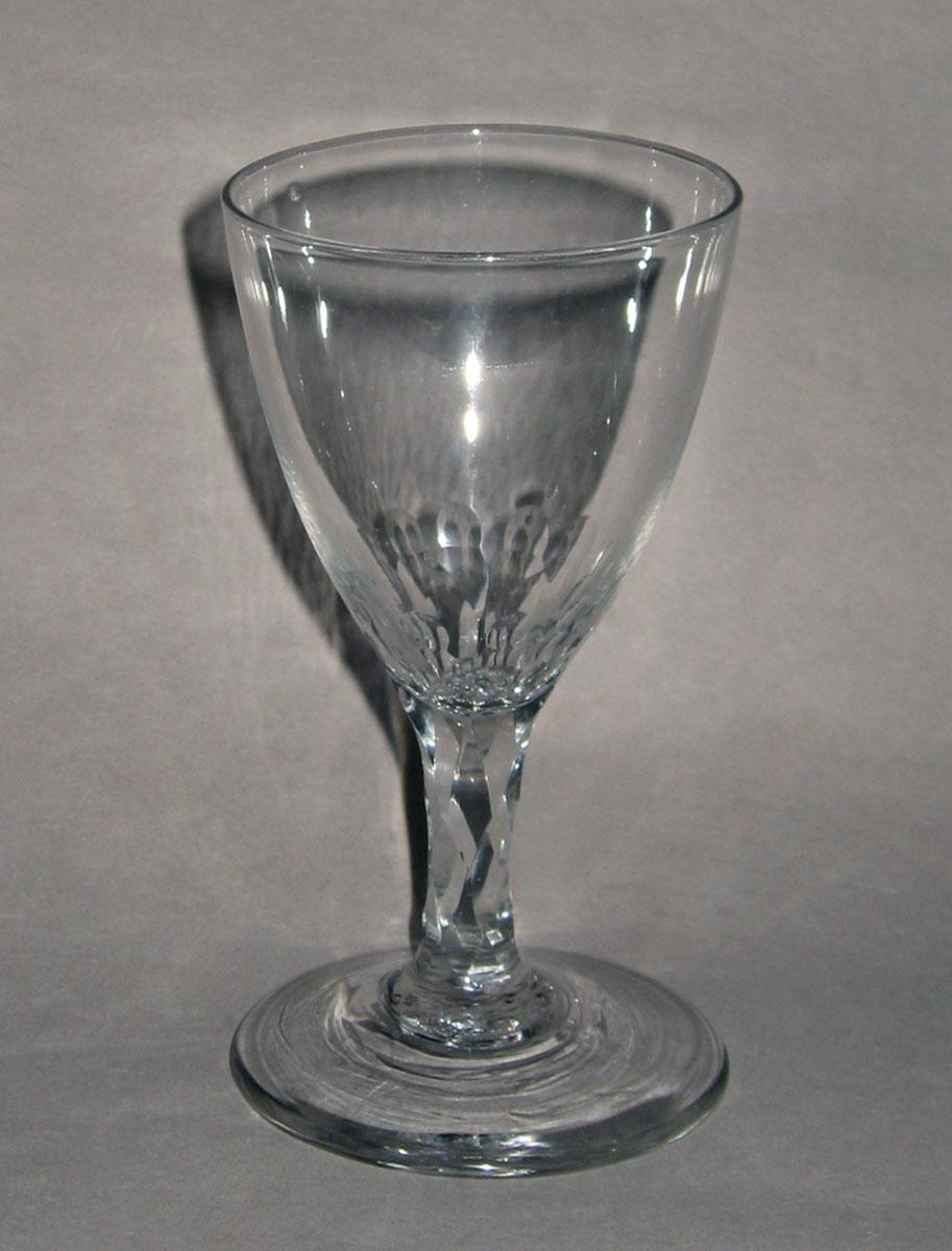 2007.0023.001 Colorless glass faceted stem wineglass