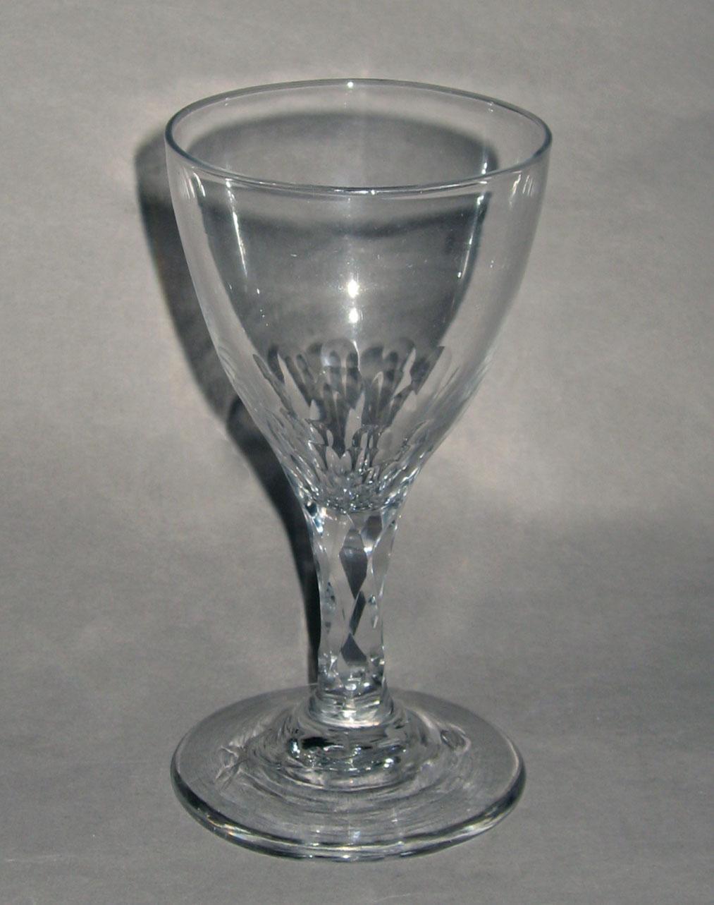 2007.0023.003 Colorless glass faceted stem wineglass