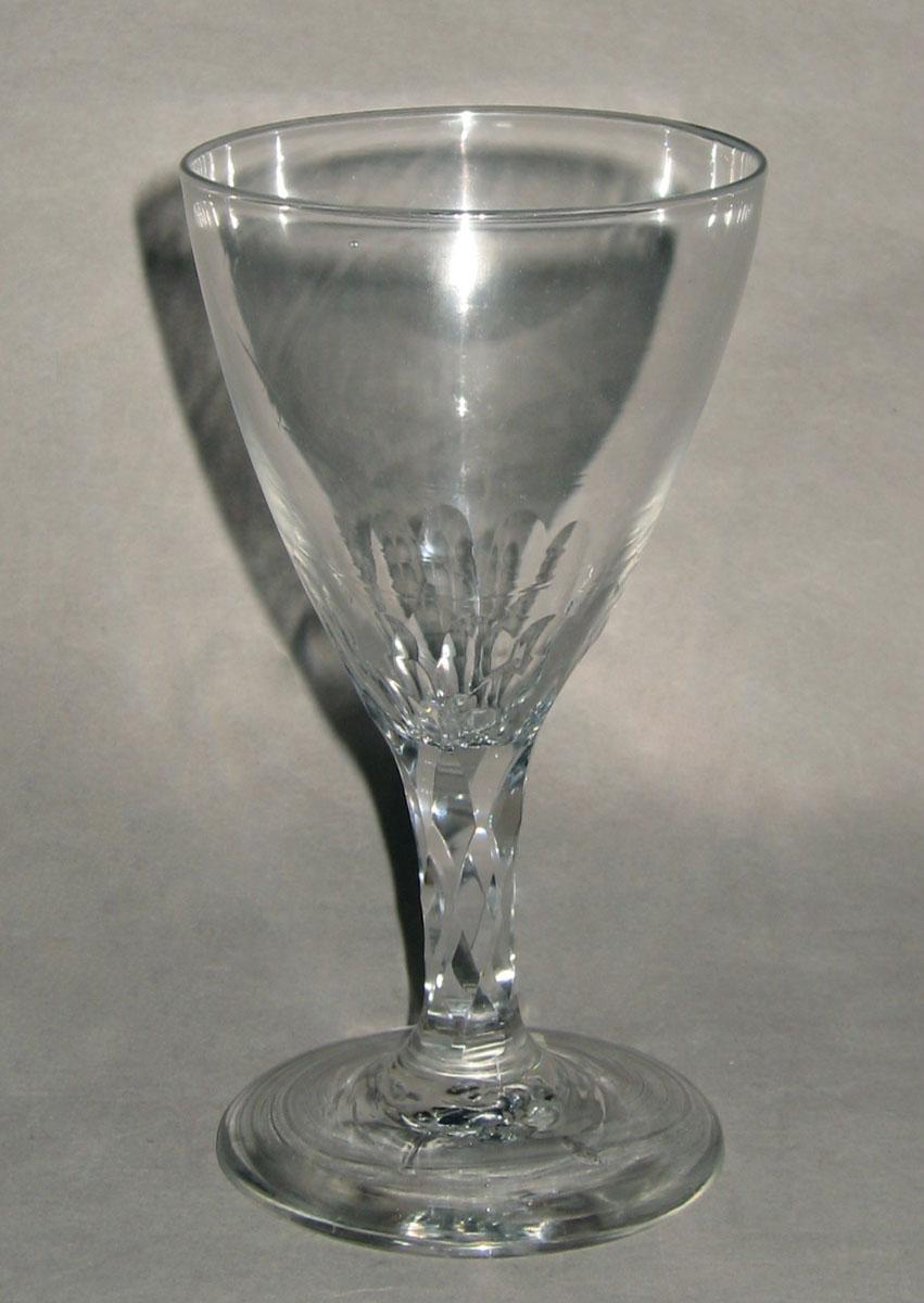 2007.0023.005 Colorless glass faceted stem wineglass