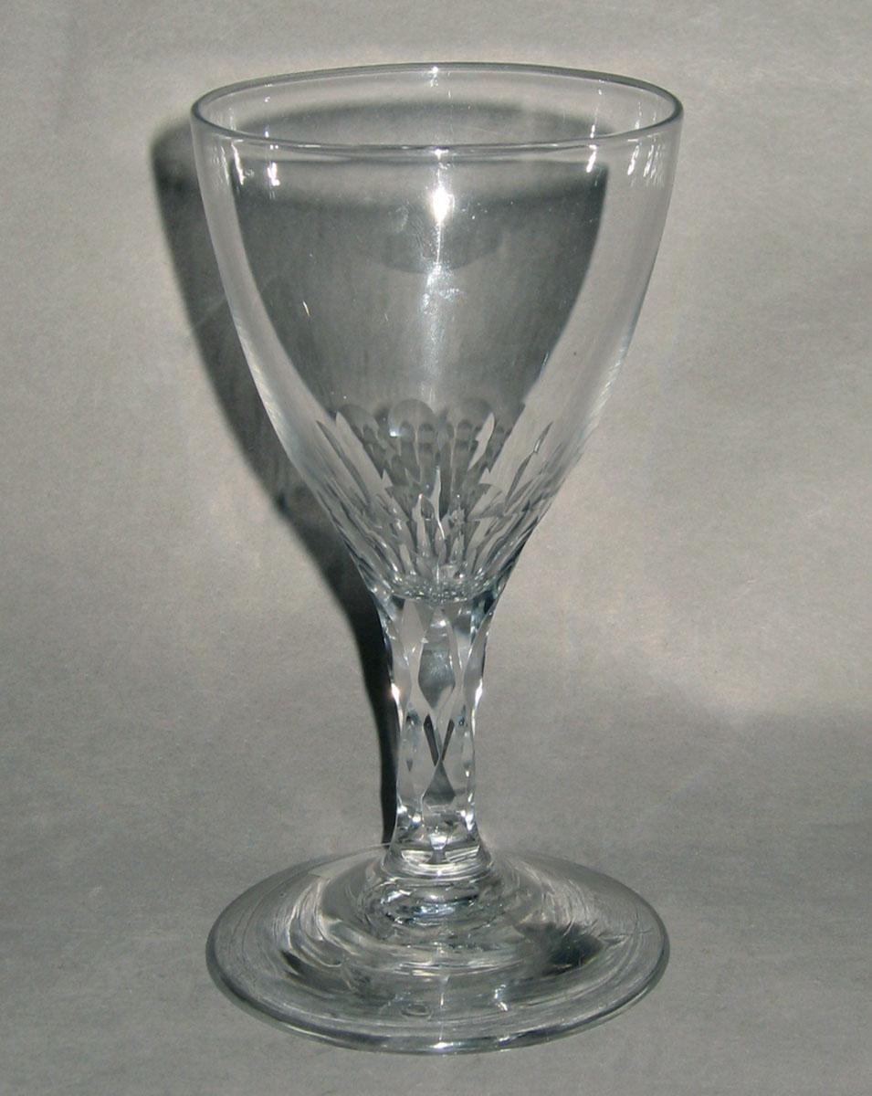 2007.0023.008 Colorless glass faceted stem wineglass